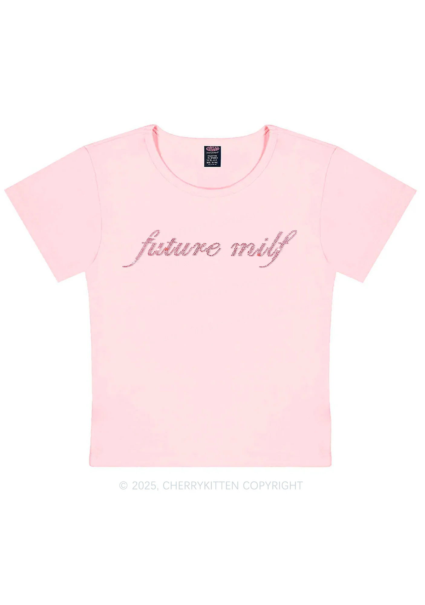 Rhinestone Pink Future Mxxf Y2K Baby Tee Cherrykitten - Image 5