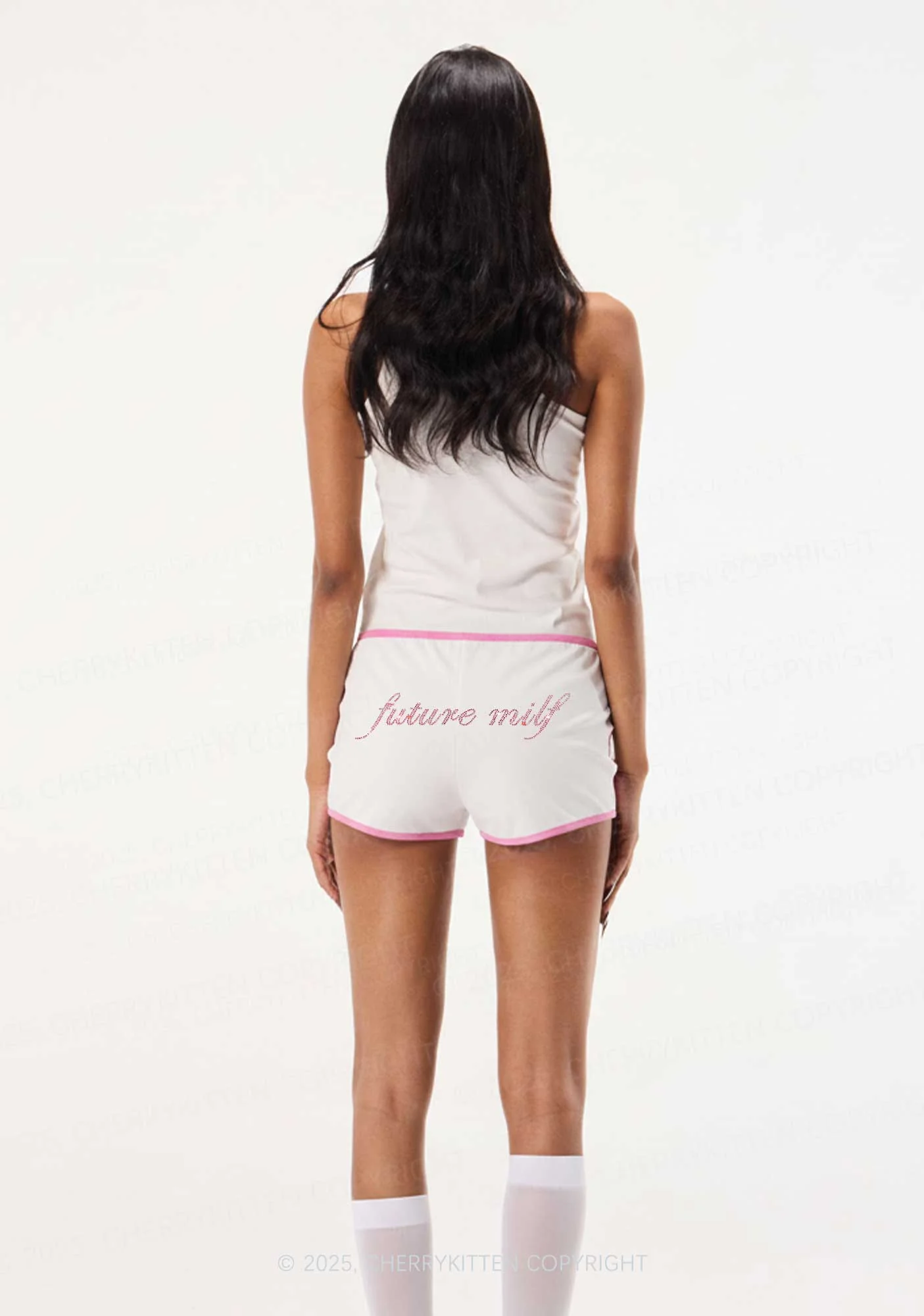 Rhinestone Pink Future Mxxf Y2K Booty Shorts Cherrykitten - Image 2