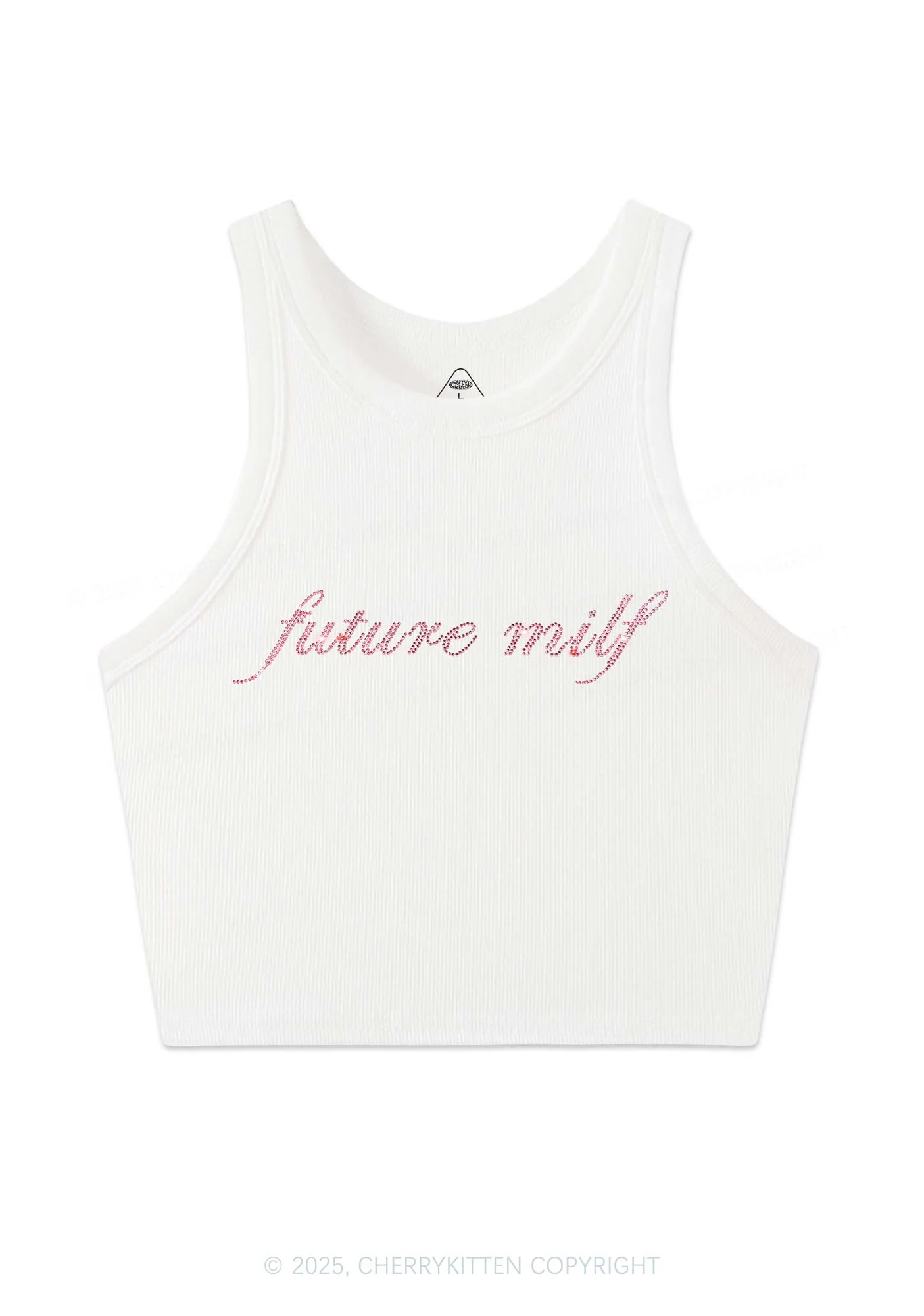 Rhinestone Pink Future Mxxf Y2K Crop Tank Top Cherrykitten - Image 3