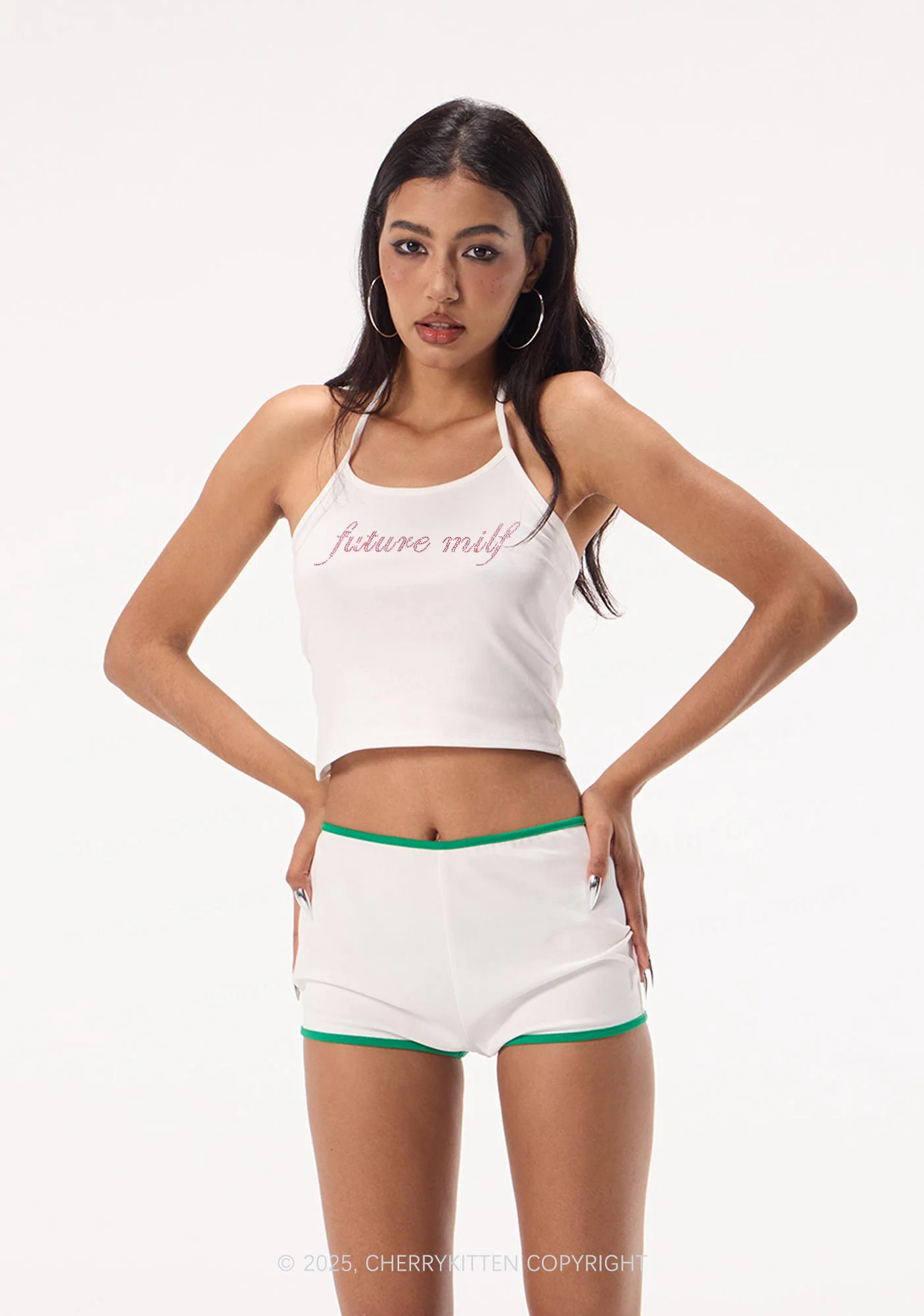 Rhinestone Pink Future Mxxf Y2K Halter Neck Cami Cherrykitten - Image 2