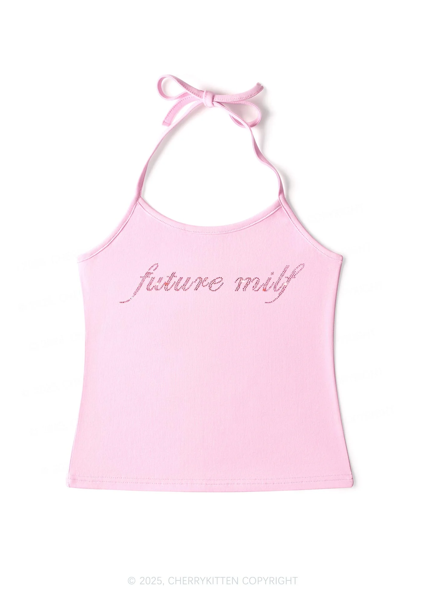 Rhinestone Pink Future Mxxf Y2K Halter Neck Cami Cherrykitten - Image 3