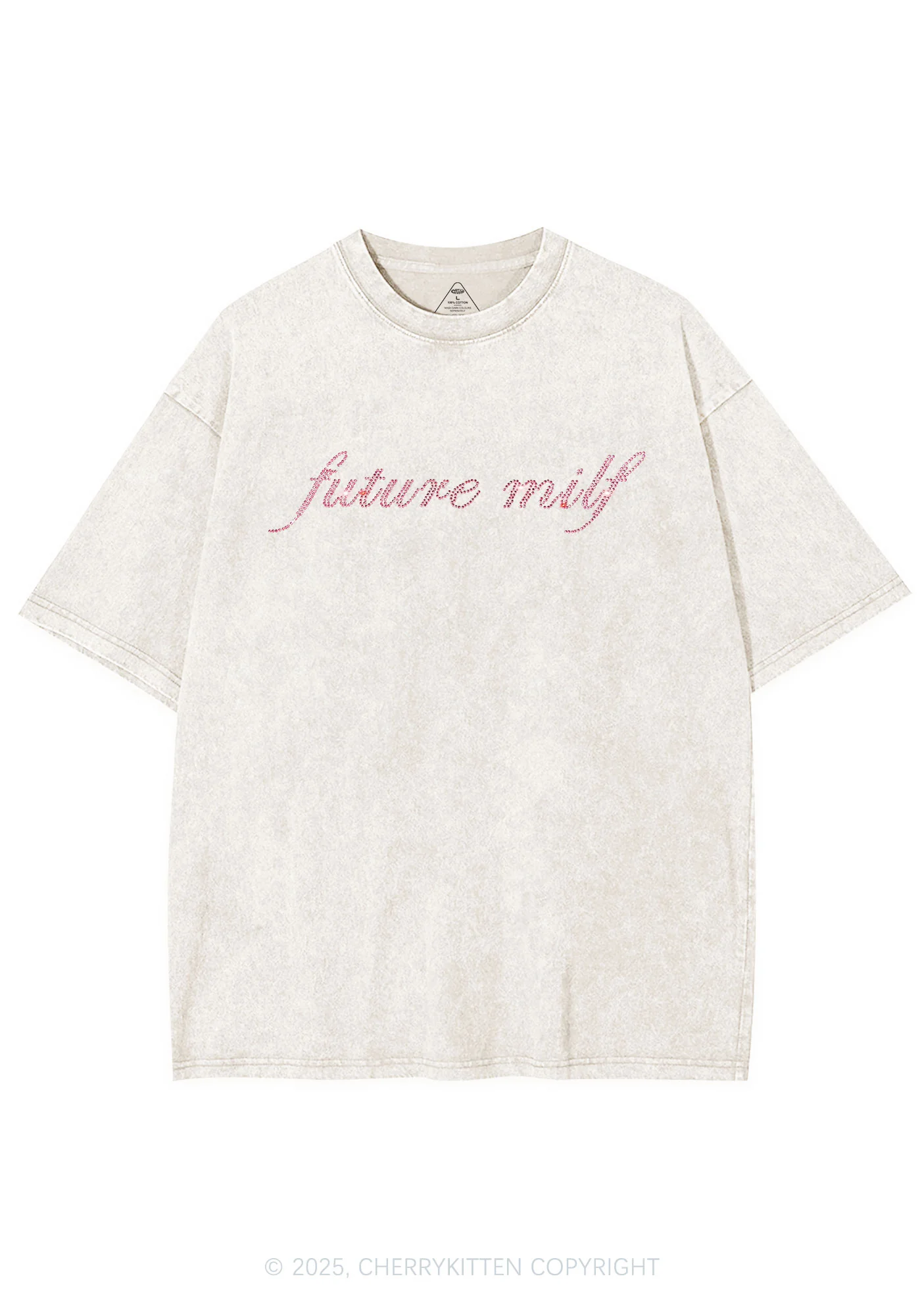 Rhinestone Pink Future Mxxf Y2K Shirts Washed Tee Cherrykitten - Image 3