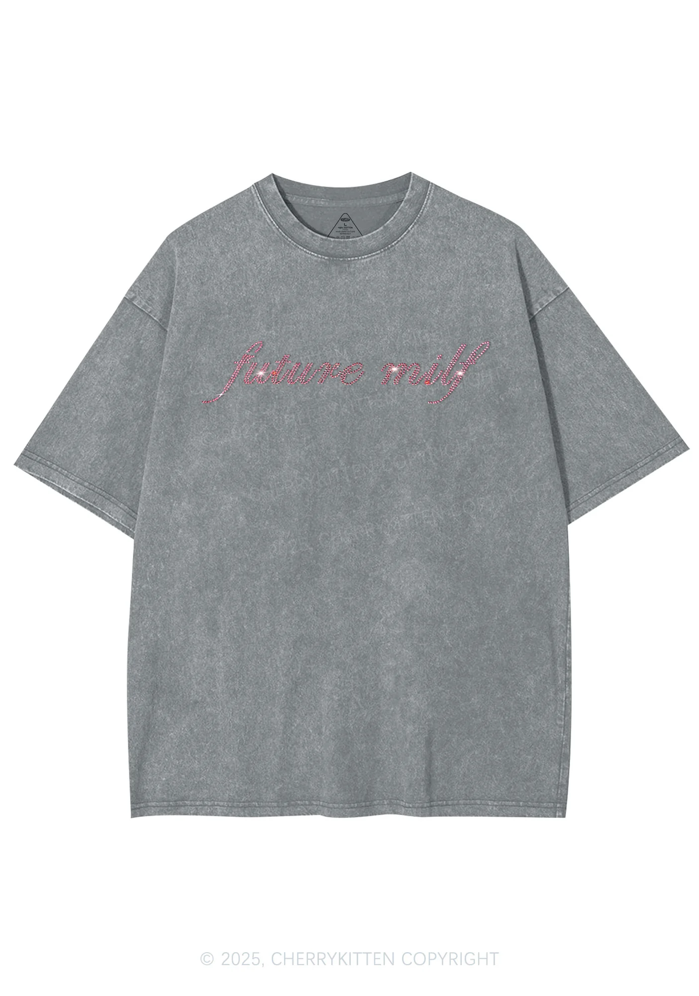 Rhinestone Pink Future Mxxf Y2K Shirts Washed Tee Cherrykitten - Image 6