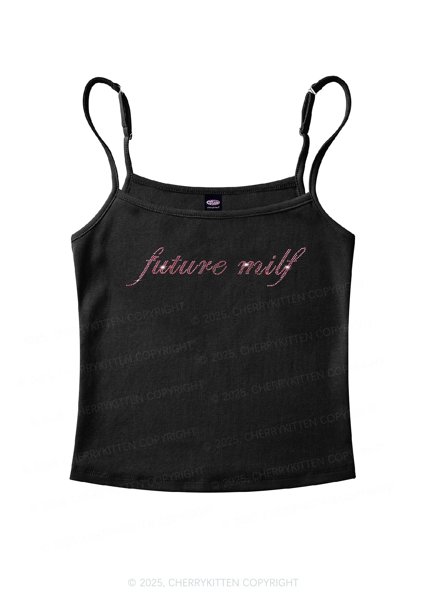 Rhinestone Pink Future Mxxf Y2K Spaghetti Strap Cami Cherrykitten - Image 3