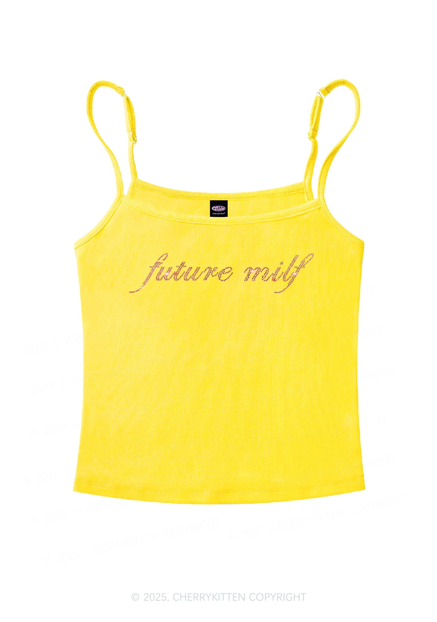 Rhinestone Pink Future Mxxf Y2K Spaghetti Strap Cami Cherrykitten - Image 4
