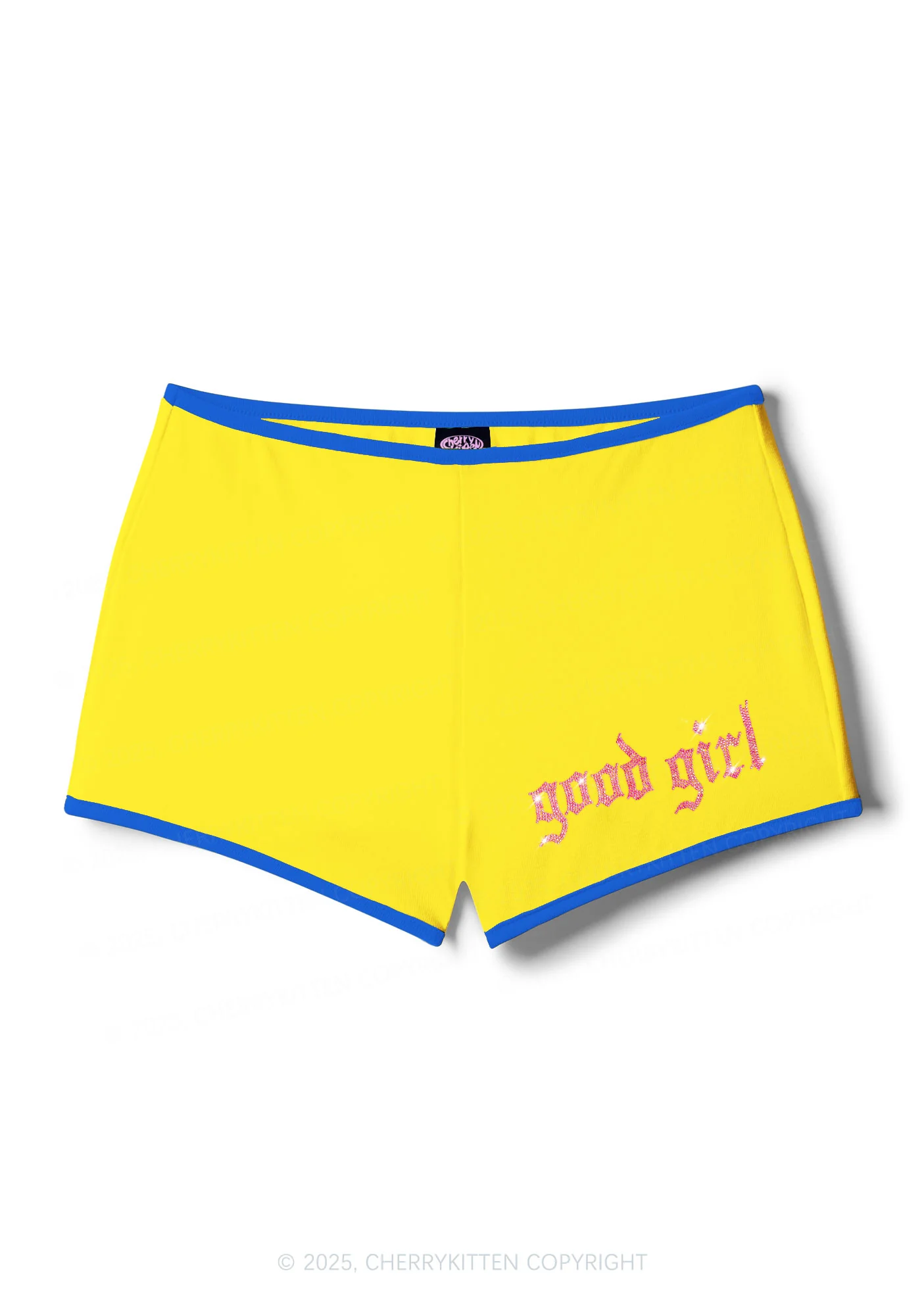 Rhinestone Pink Good Girl Y2K Booty Shorts Cherrykitten - Image 6