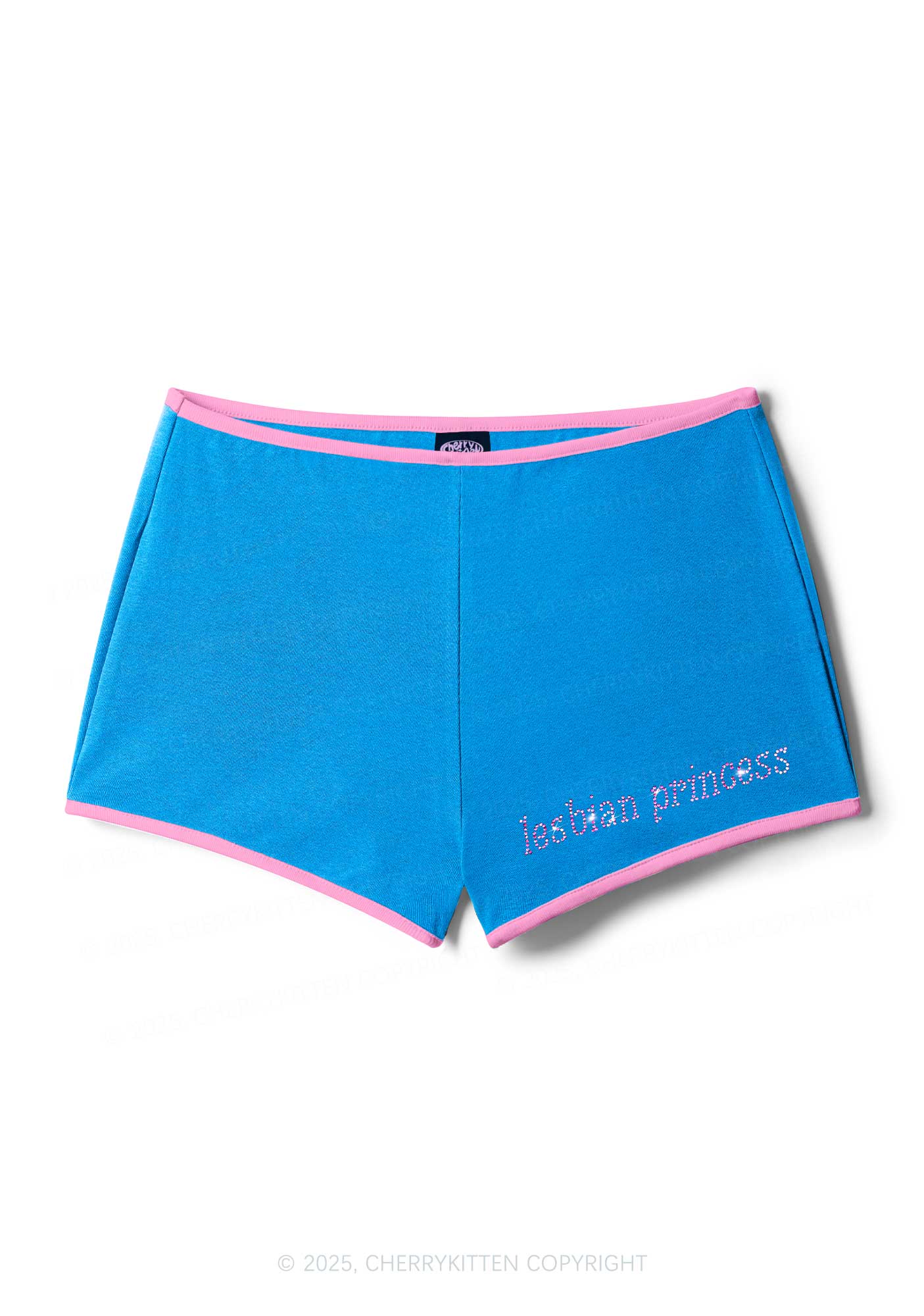 Rhinestone Pink Lesbian Princess Y2K Booty Shorts Cherrykitten - Image 4
