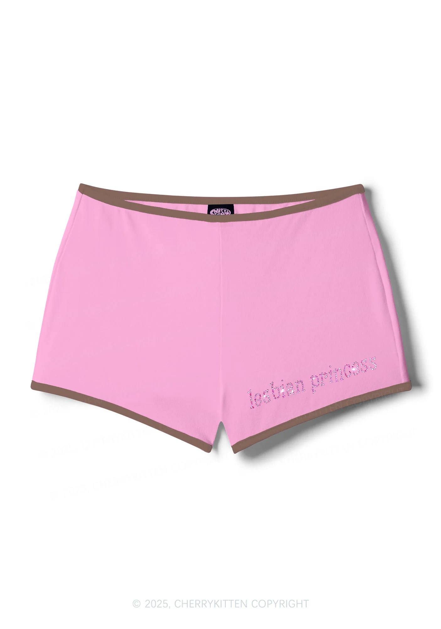 Rhinestone Pink Lesbian Princess Y2K Booty Shorts Cherrykitten - Image 8
