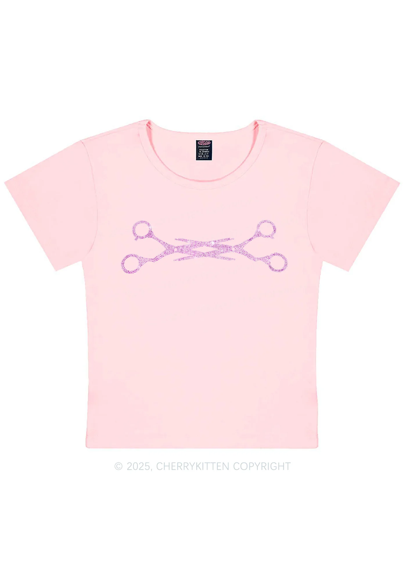 Rhinestone Pink Scissor Pride Y2K Baby Tee Cherrykitten - Image 10