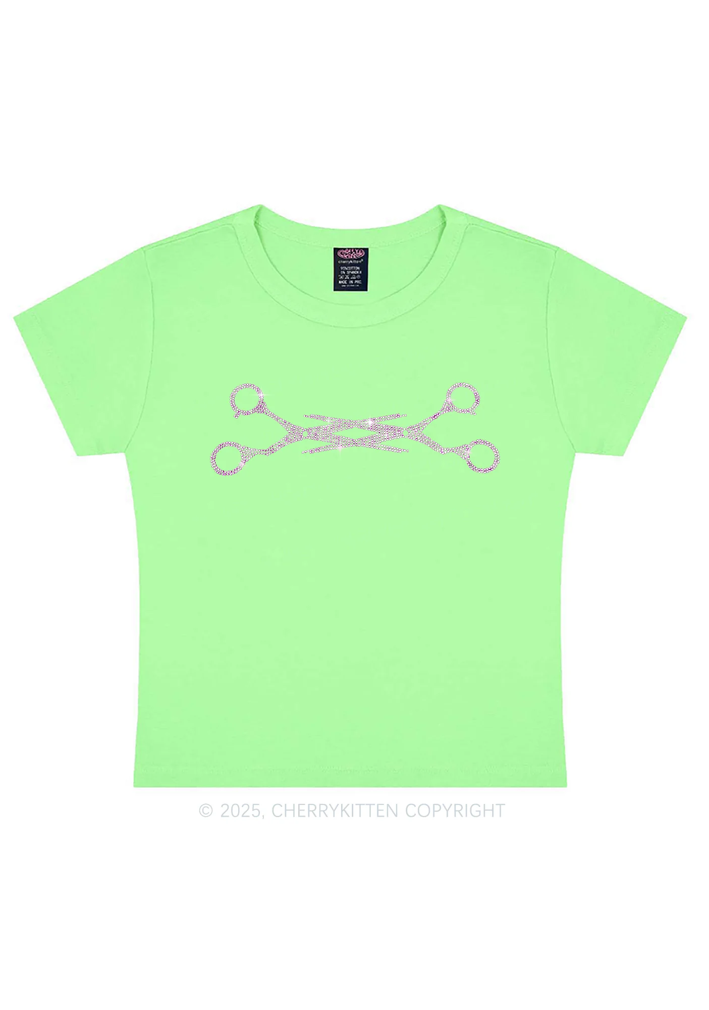 Rhinestone Pink Scissor Pride Y2K Baby Tee Cherrykitten - Image 11
