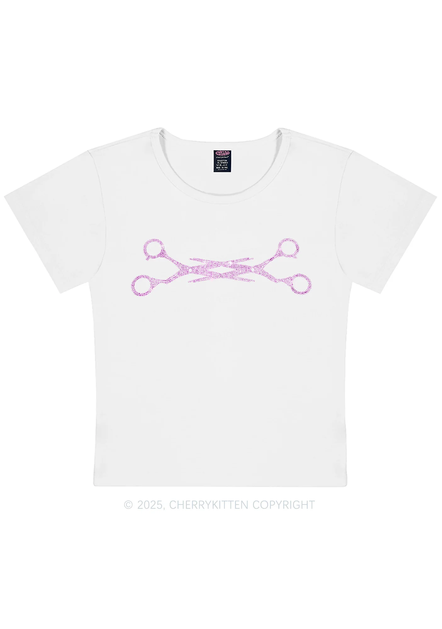 Rhinestone Pink Scissor Pride Y2K Baby Tee Cherrykitten - Image 3