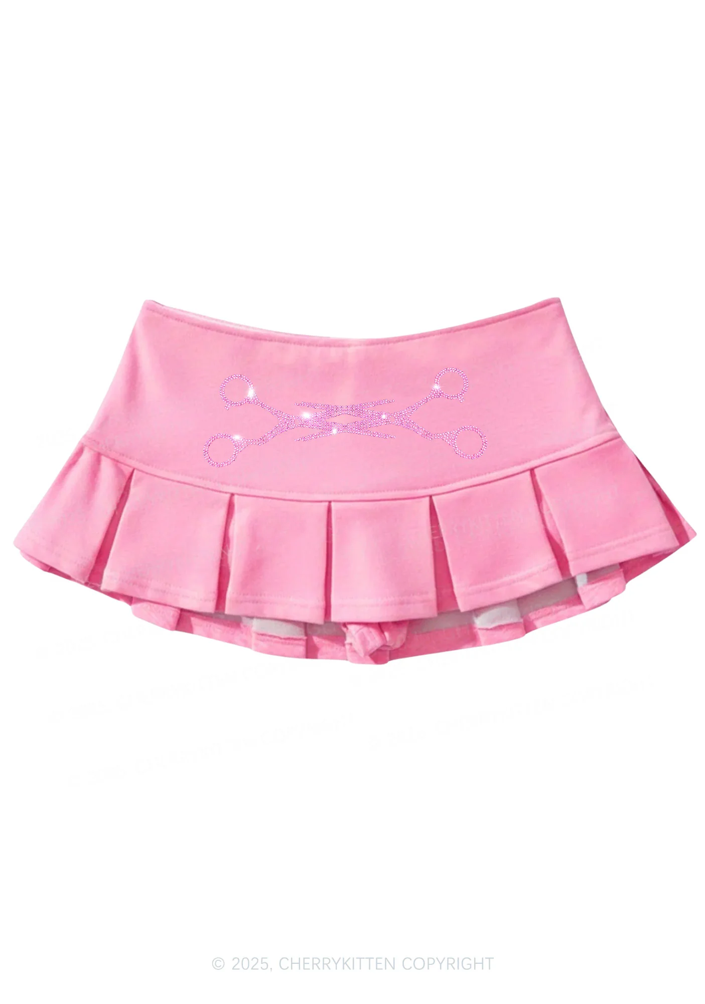 Rhinestone Pink Scissor Pride Y2K Mini Pleated Skirts Cherrykitten - Image 5
