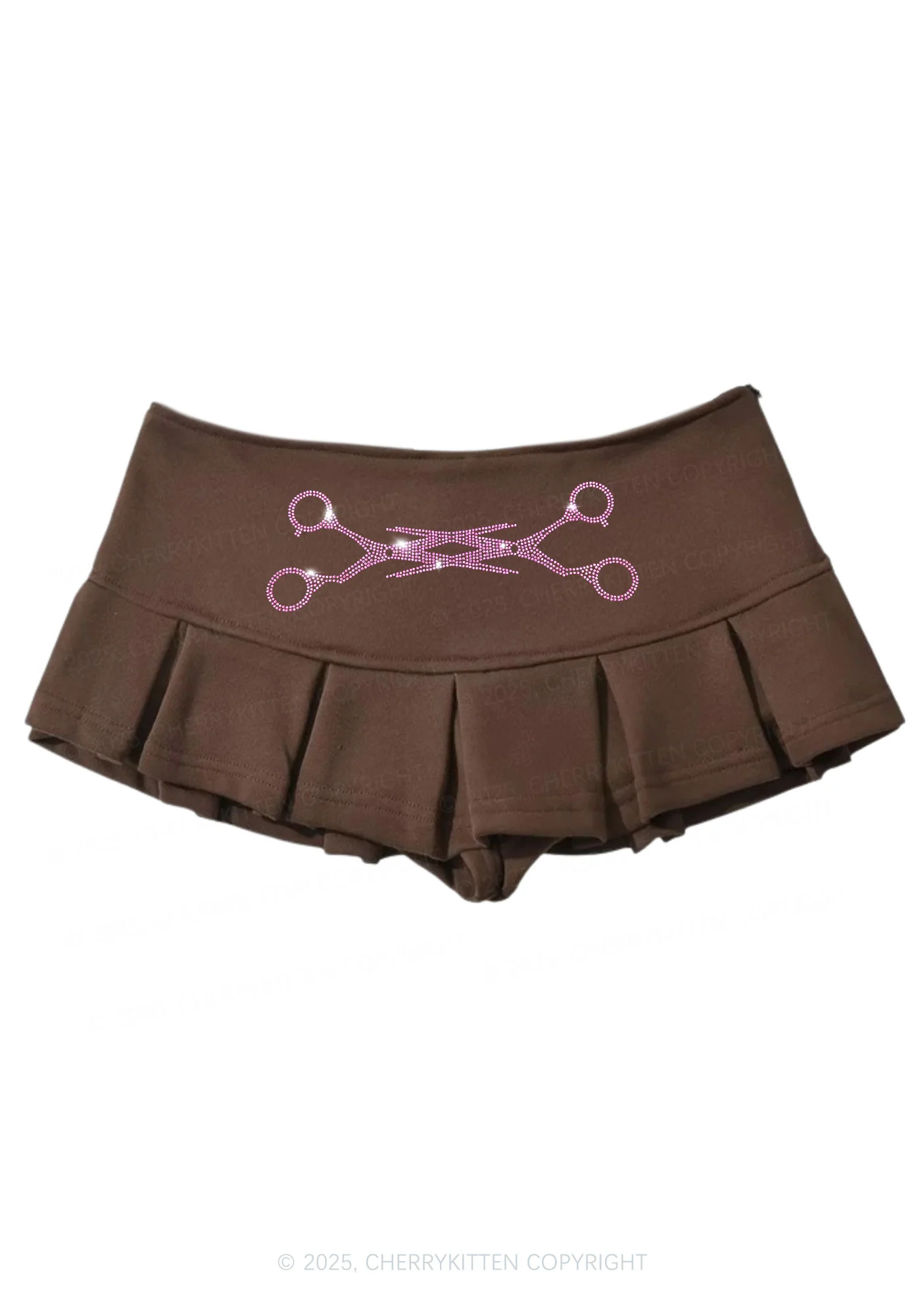 Rhinestone Pink Scissor Pride Y2K Mini Pleated Skirts Cherrykitten - Image 6