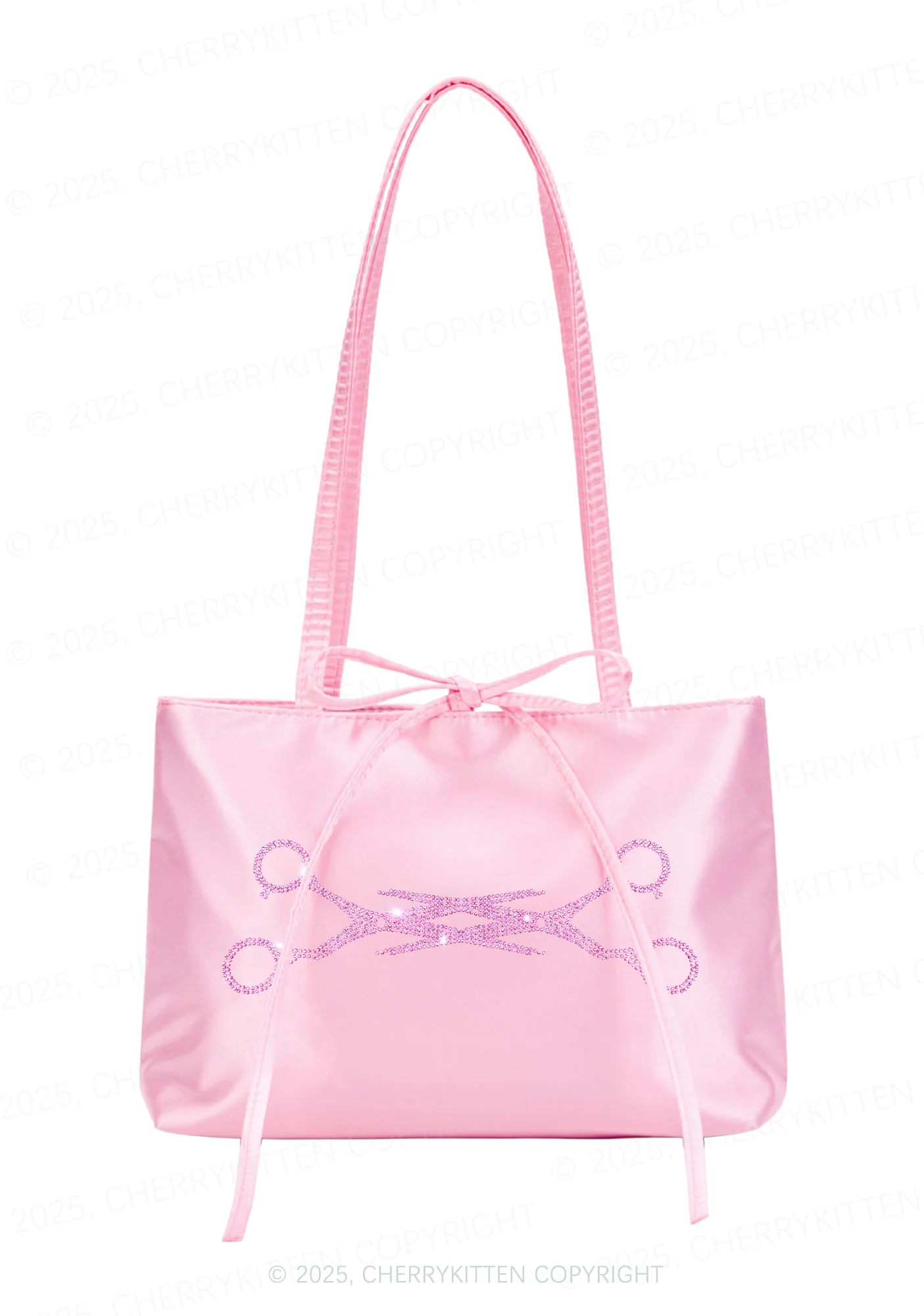Rhinestone Pink Scissor Pride Y2K Satin Bags Cherrykitten - Image 3