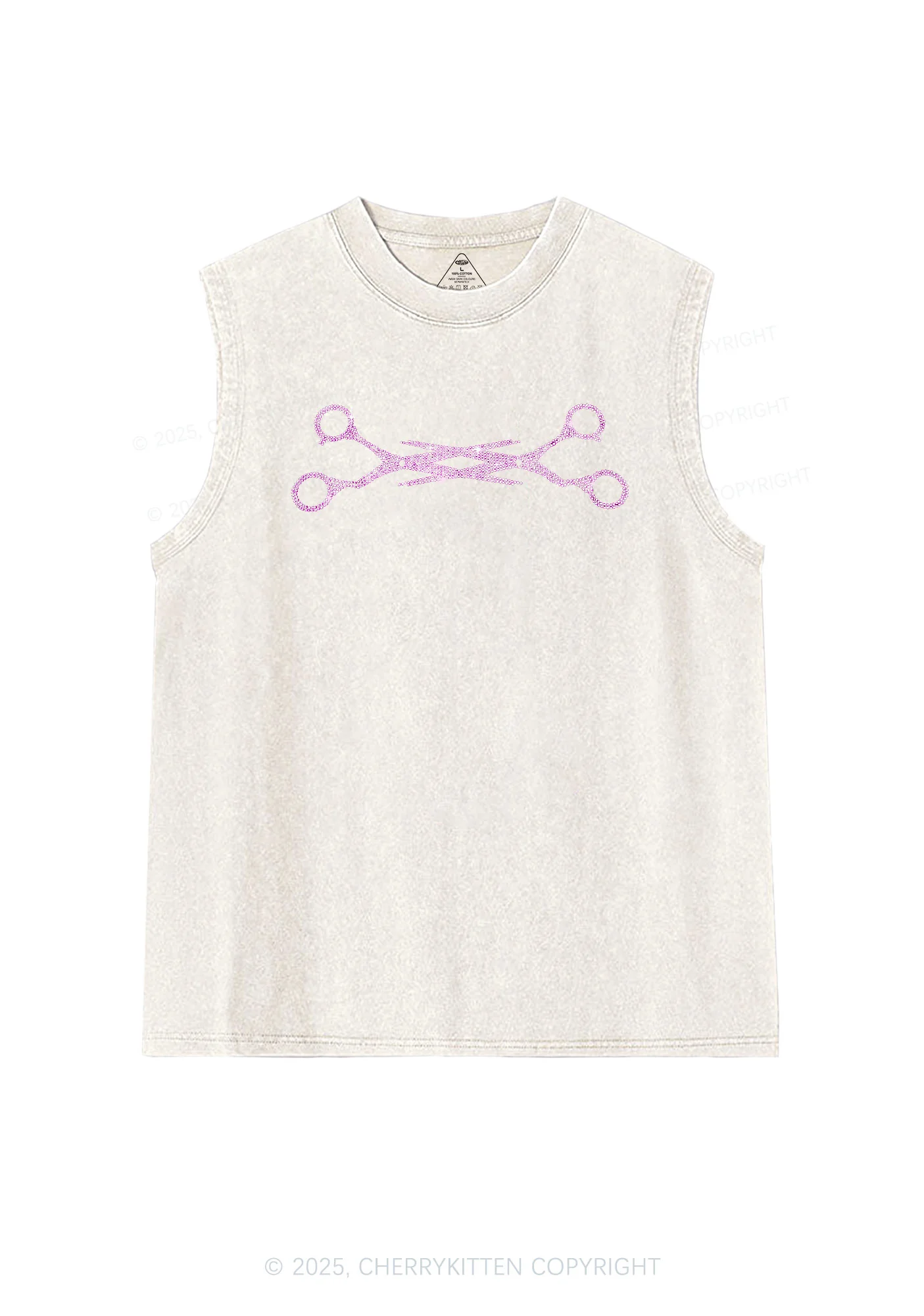 Rhinestone Pink Scissor Pride Y2K Washed Muscle Tank Cherrykitten - Image 3