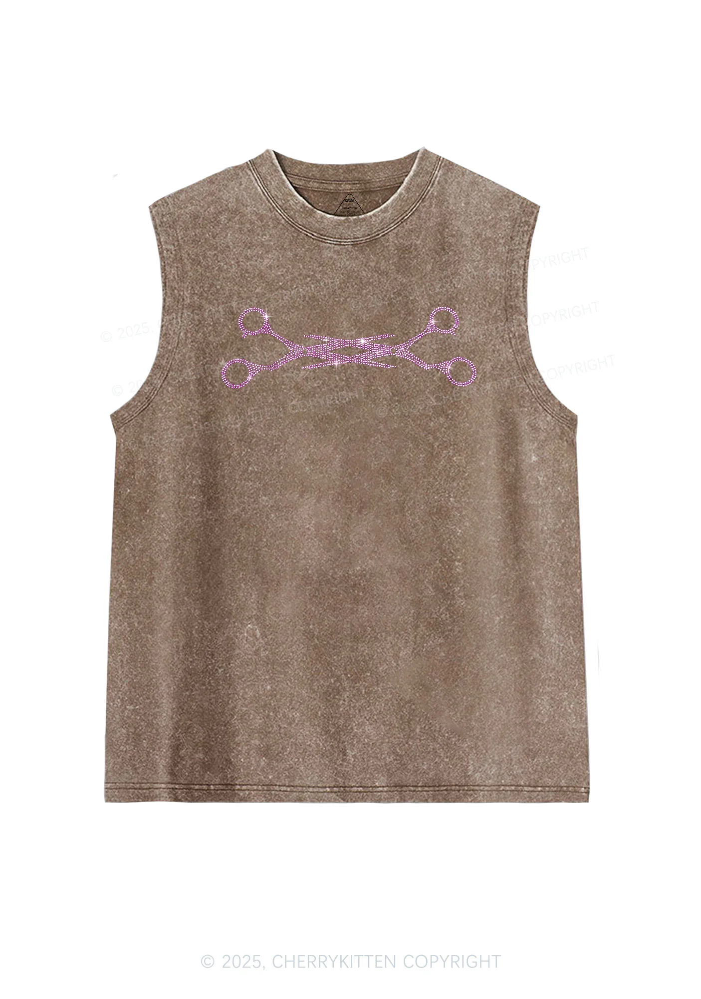 Rhinestone Pink Scissor Pride Y2K Washed Muscle Tank Cherrykitten - Image 5