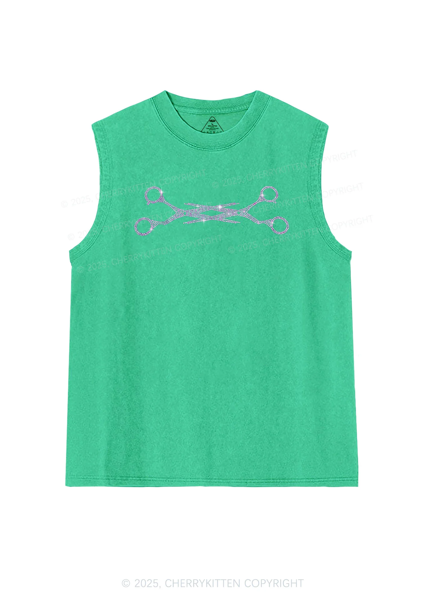 Rhinestone Pink Scissor Pride Y2K Washed Muscle Tank Cherrykitten - Image 7