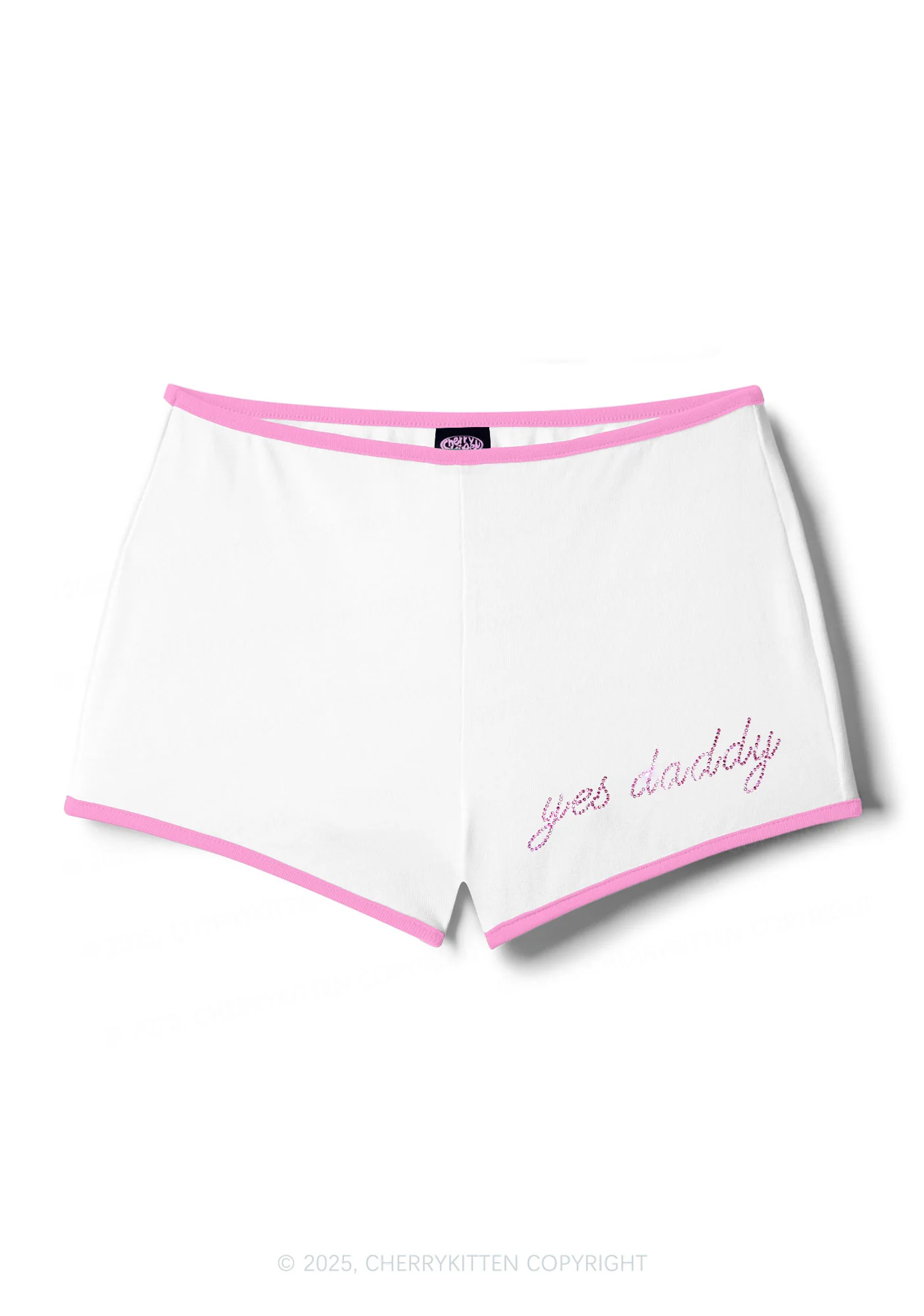 Rhinestone Pink Yes Daddy Y2K Booty Shorts Cherrykitten - Image 5