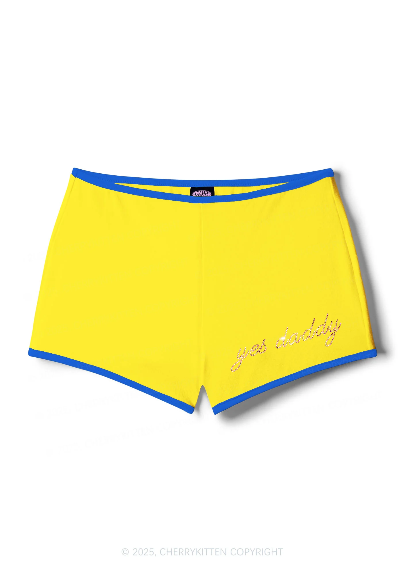 Rhinestone Pink Yes Daddy Y2K Booty Shorts Cherrykitten - Image 7