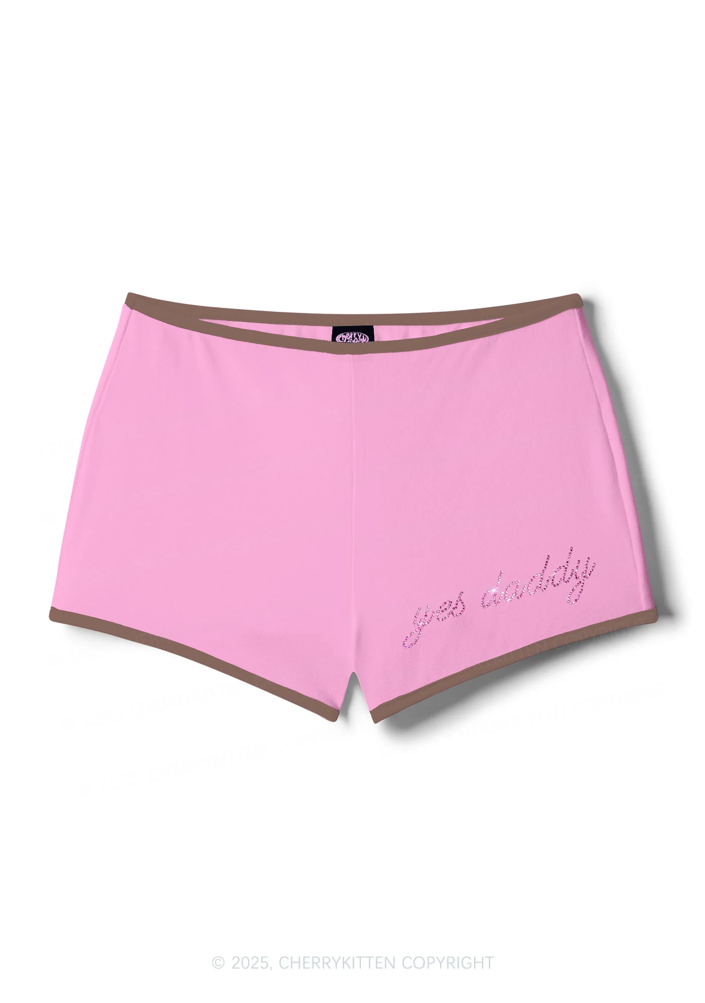 Rhinestone Pink Yes Daddy Y2K Booty Shorts Cherrykitten - Image 9