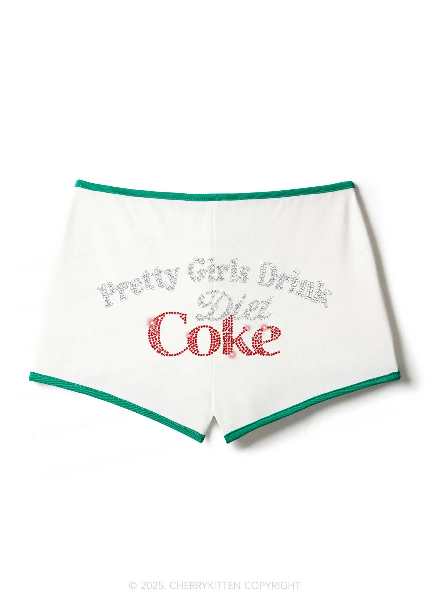 Rhinestone Pretty Girls Drink Diet Coke Y2K Booty Shorts Cherrykitten - Image 3