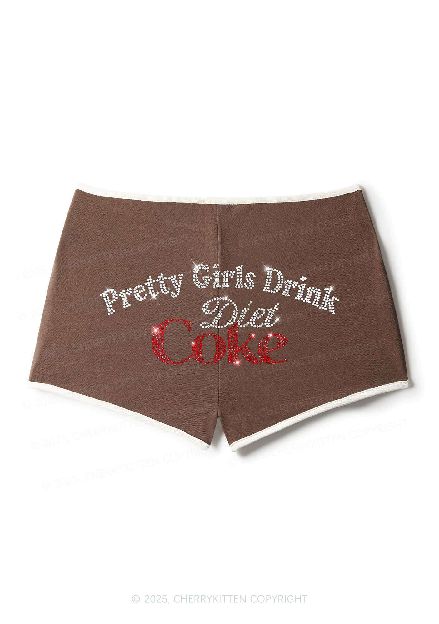 Rhinestone Pretty Girls Drink Diet Coke Y2K Booty Shorts Cherrykitten - Image 4