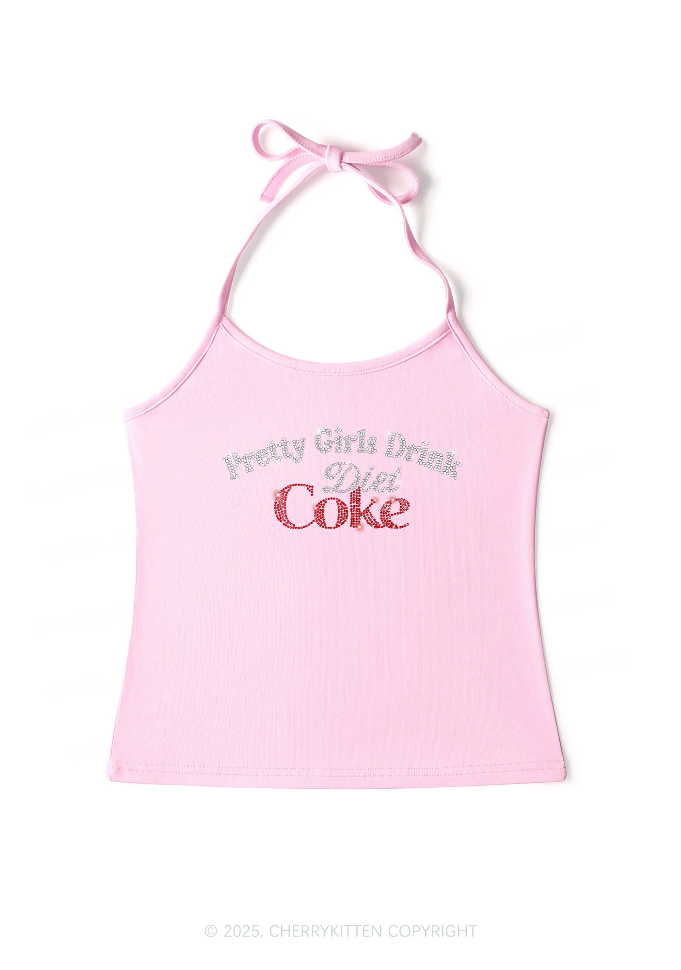 Rhinestone Pretty Girls Drink Diet Coke Y2K Halter Neck Cami Cherrykitten - Image 6