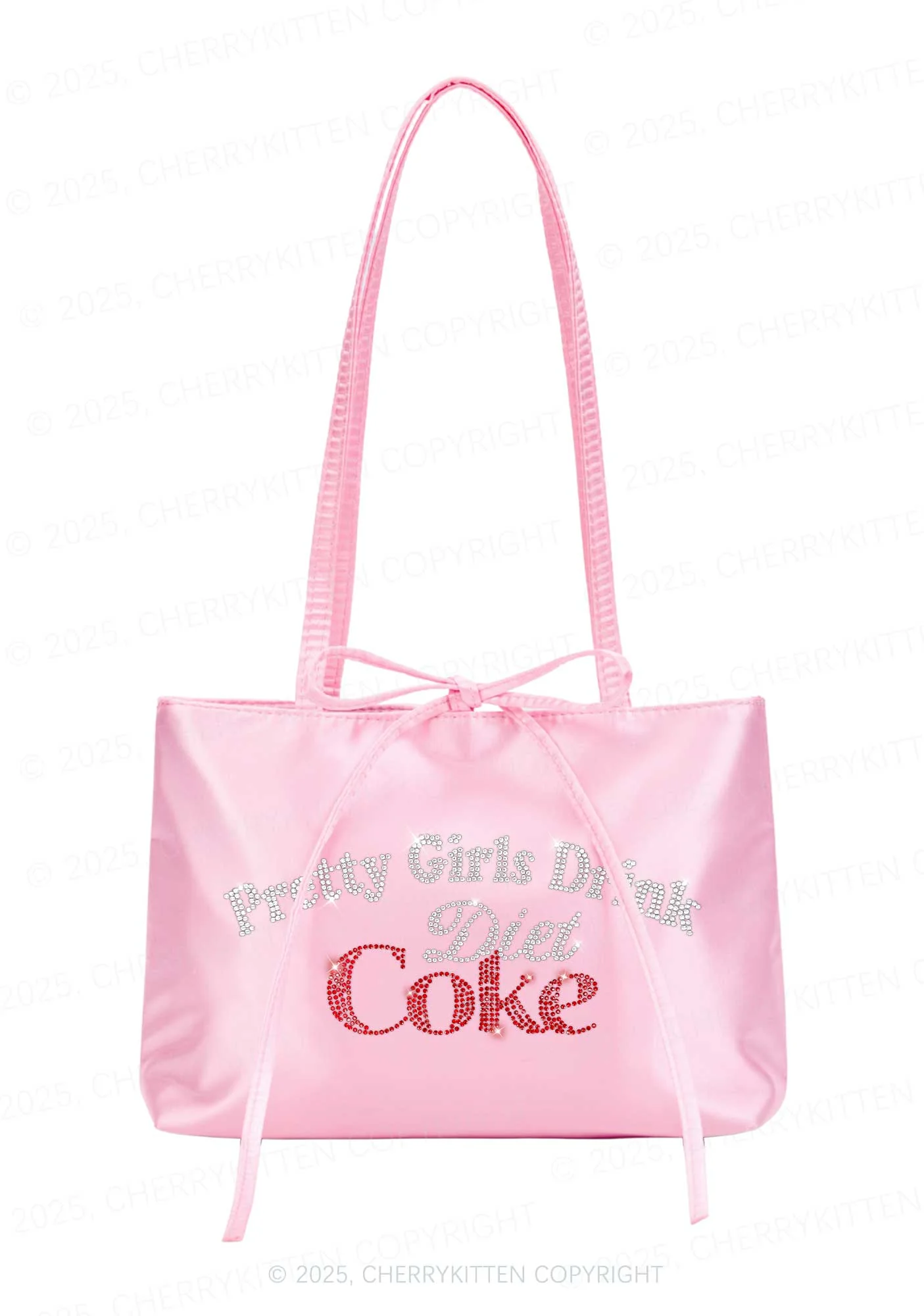 Rhinestone Pretty Girls Drink Diet Coke Y2K Satin Bags Cherrykitten - Image 2