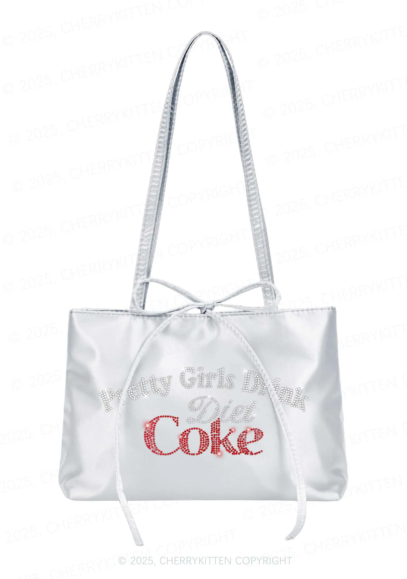 Rhinestone Pretty Girls Drink Diet Coke Y2K Satin Bags Cherrykitten - Image 3