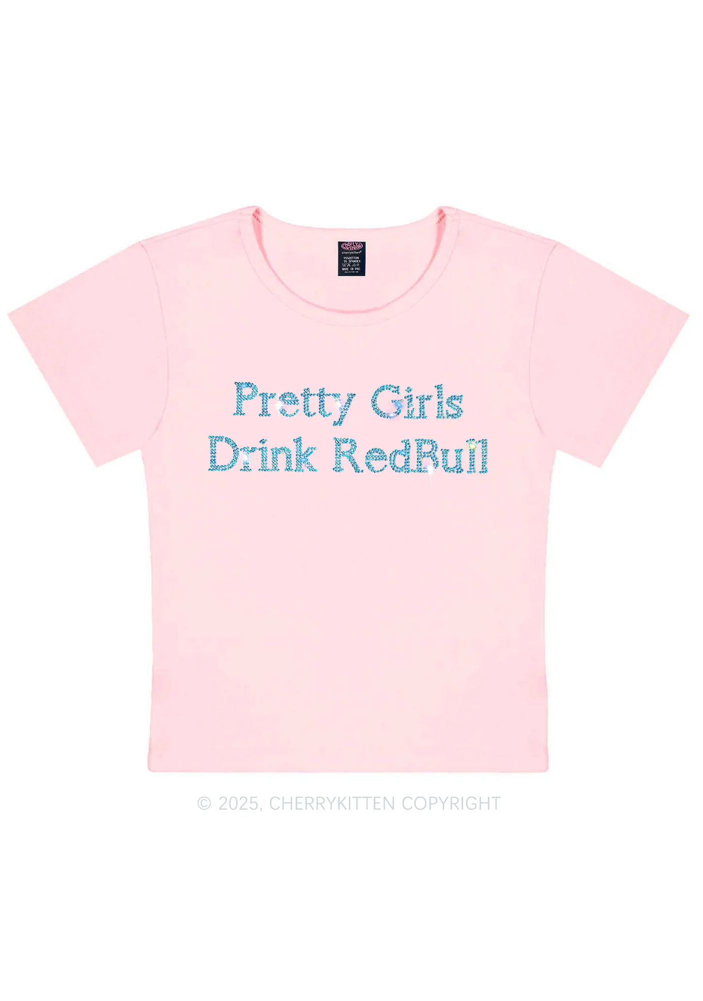 Rhinestone Pretty Girls Drink Red Y2K Baby Tee Cherrykitten - Image 8