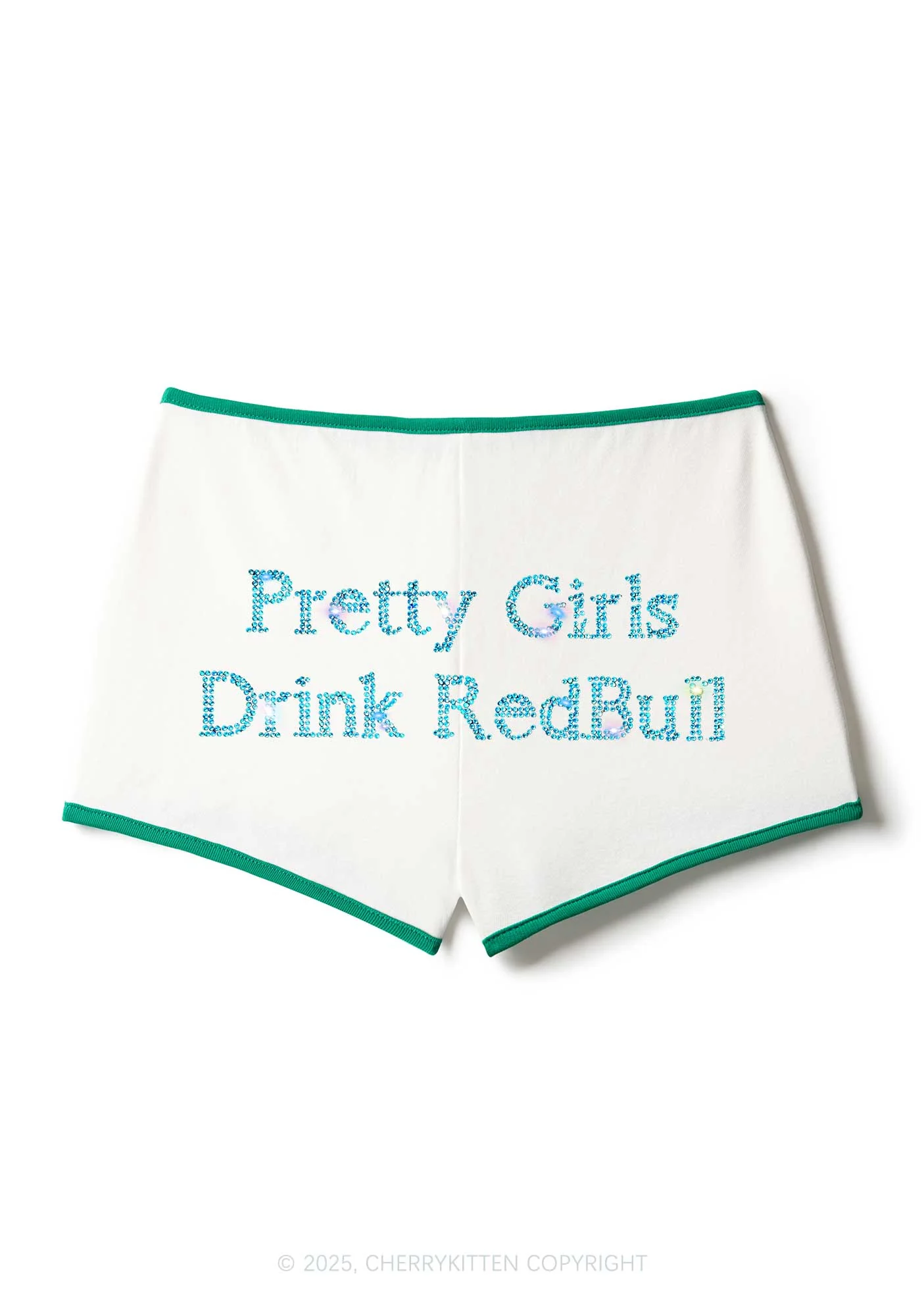Rhinestone Pretty Girls Drink Red Y2K Booty Shorts Cherrykitten - Image 3