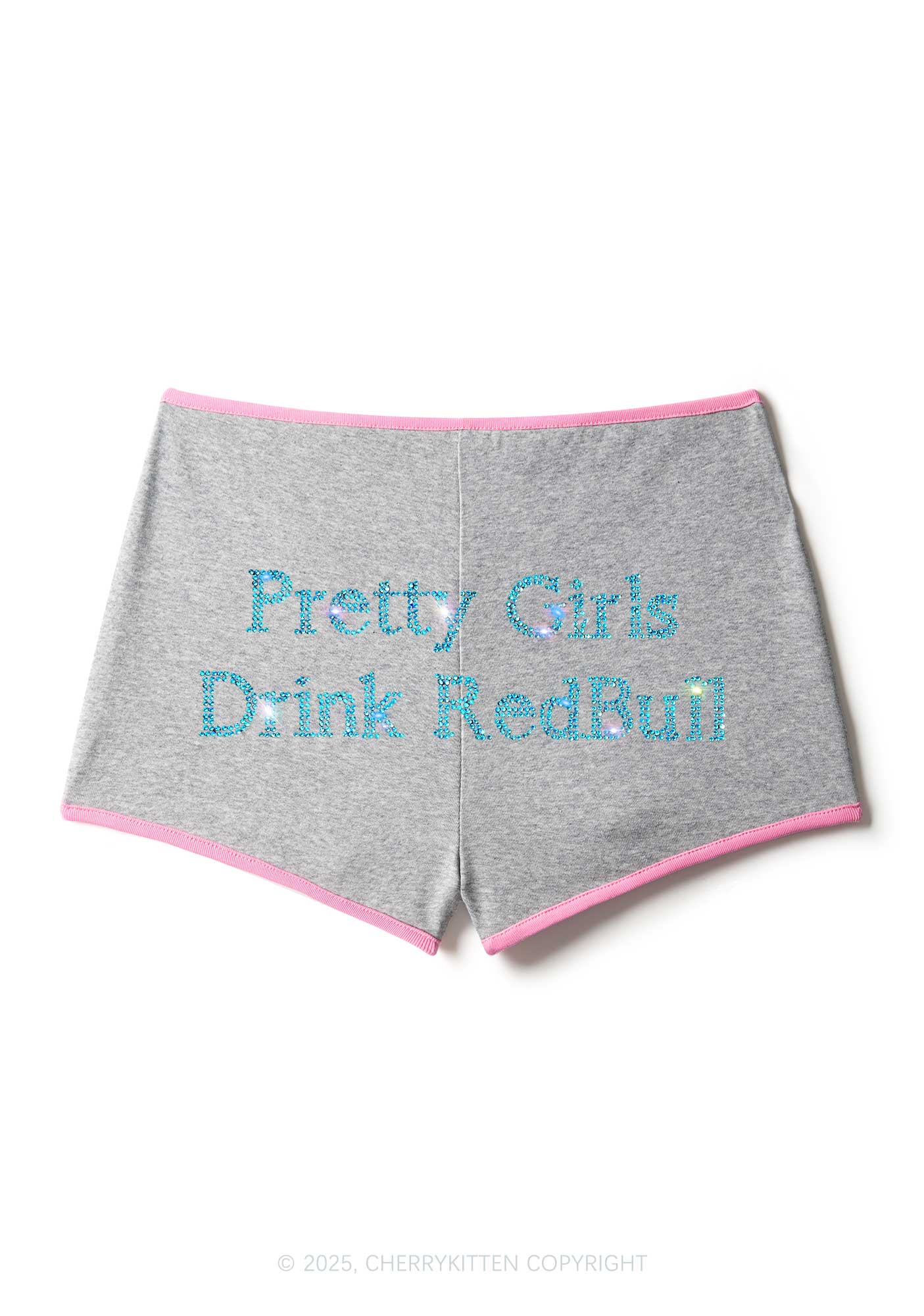 Rhinestone Pretty Girls Drink Red Y2K Booty Shorts Cherrykitten - Image 4