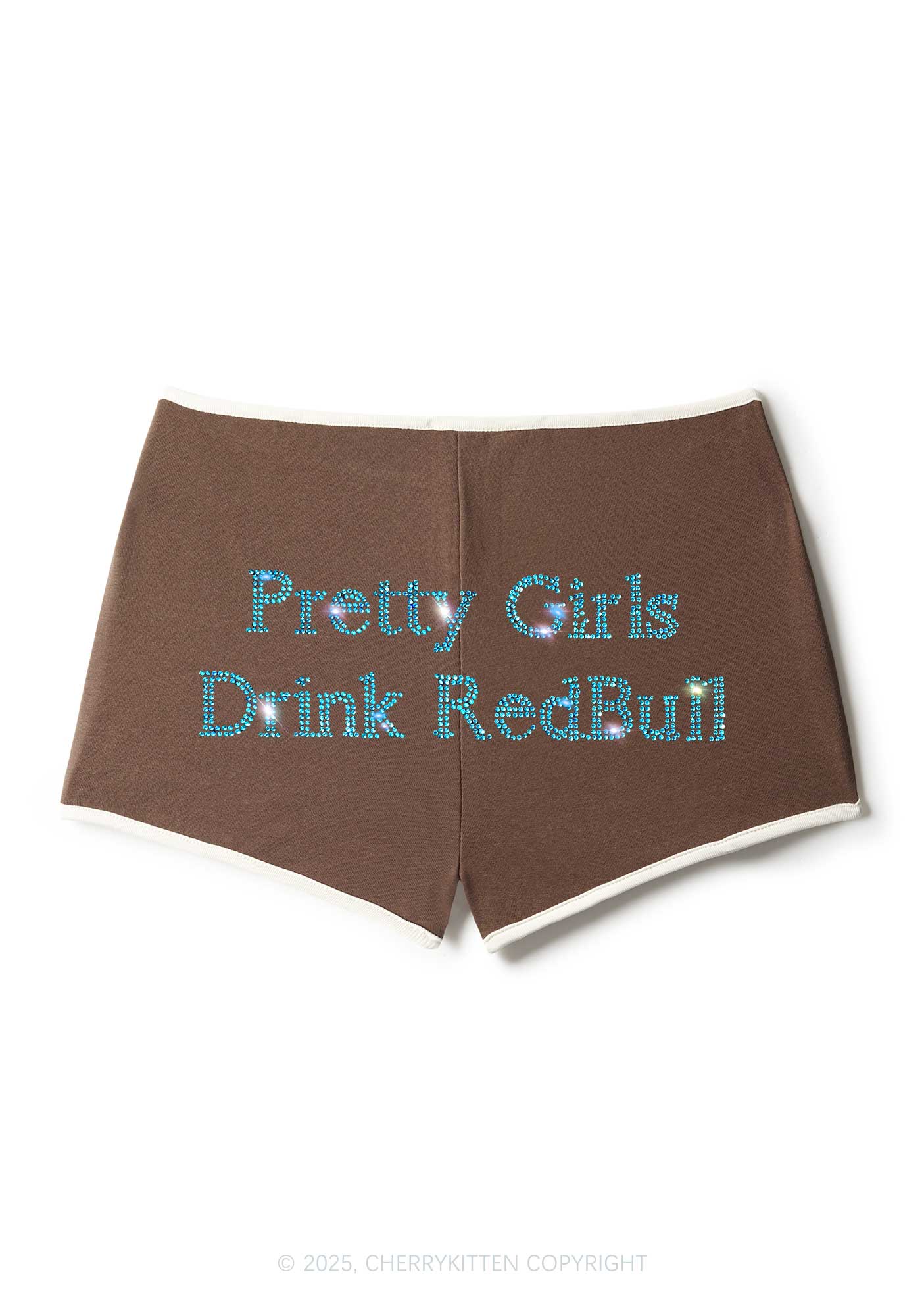 Rhinestone Pretty Girls Drink Red Y2K Booty Shorts Cherrykitten - Image 5