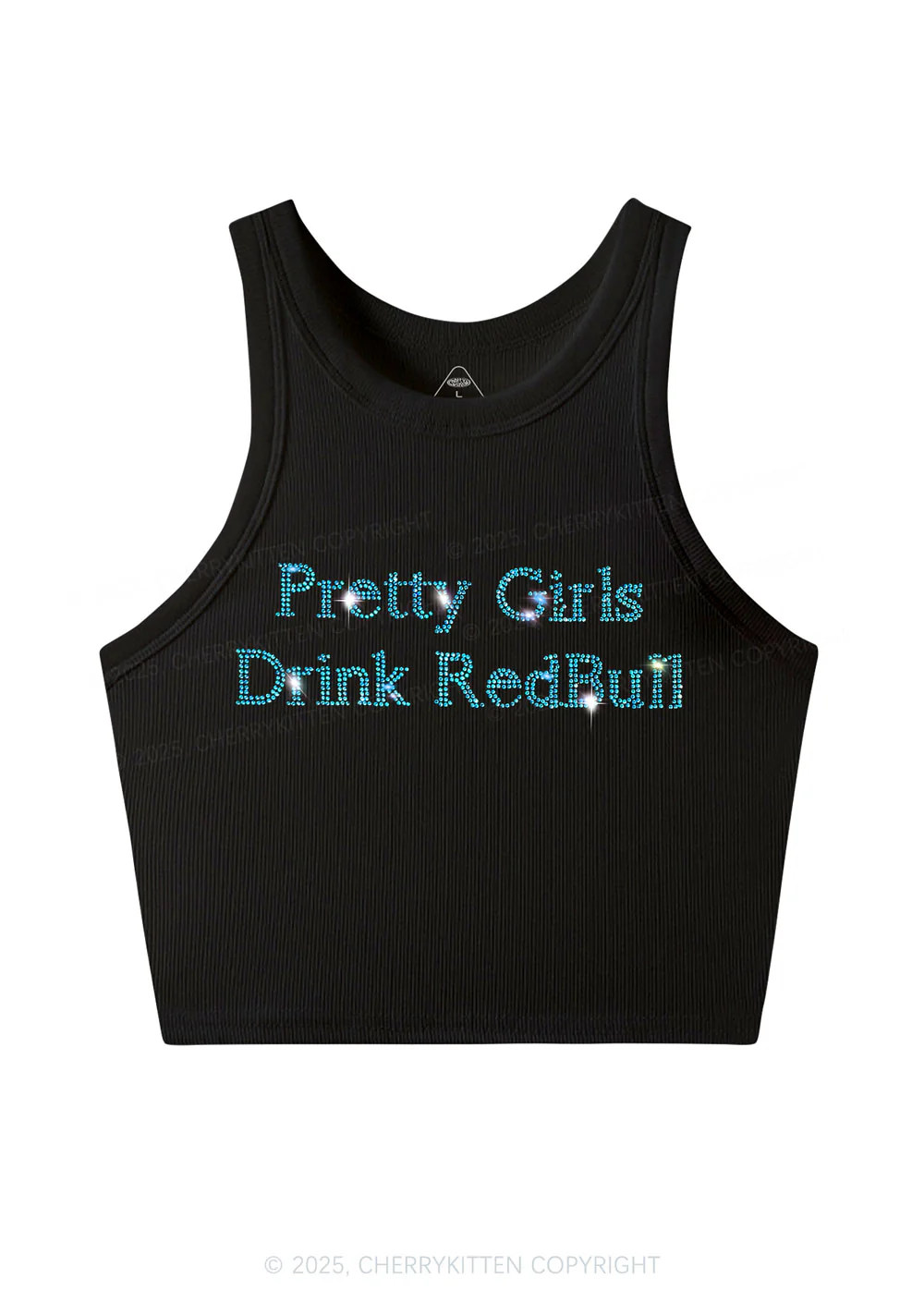 Rhinestone Pretty Girls Drink Red Y2K Crop Tank Top Cherrykitten - Image 3