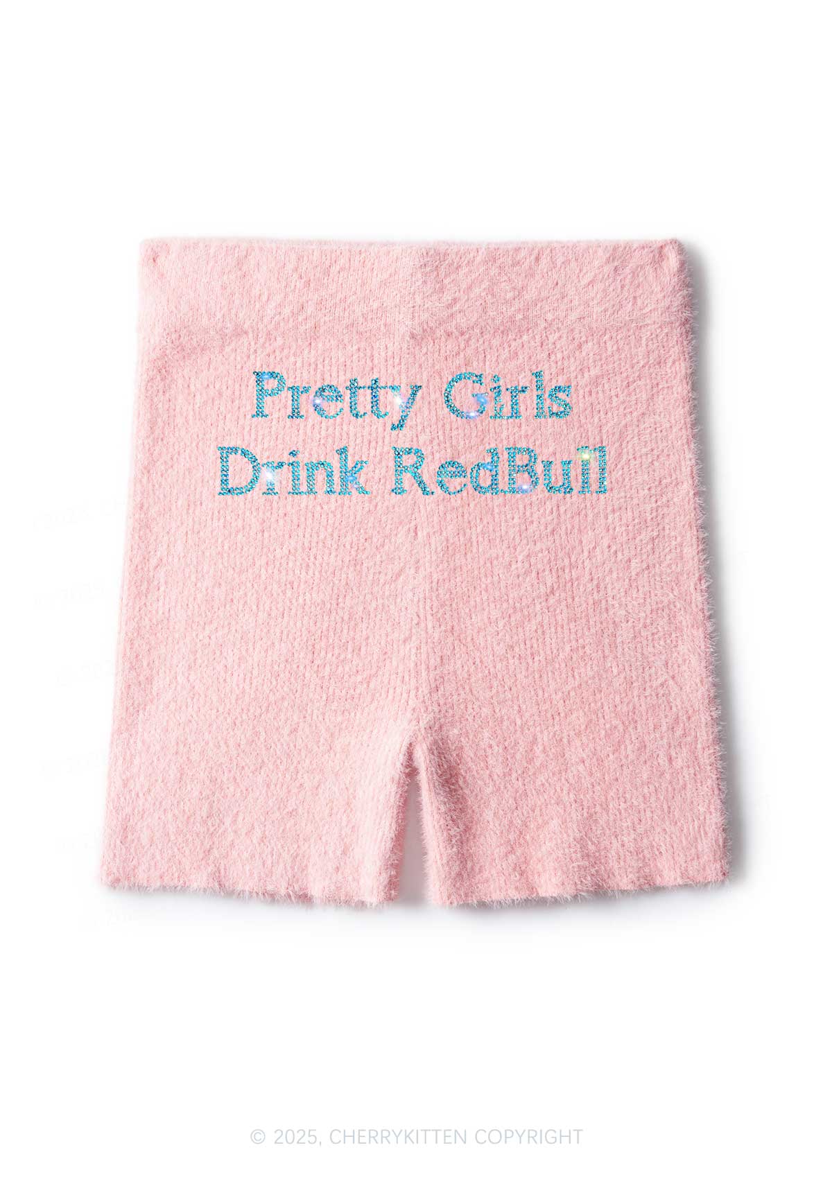 Rhinestone Pretty Girls Drink Red Y2K Fluffy Shorts Cherrykitten - Image 3