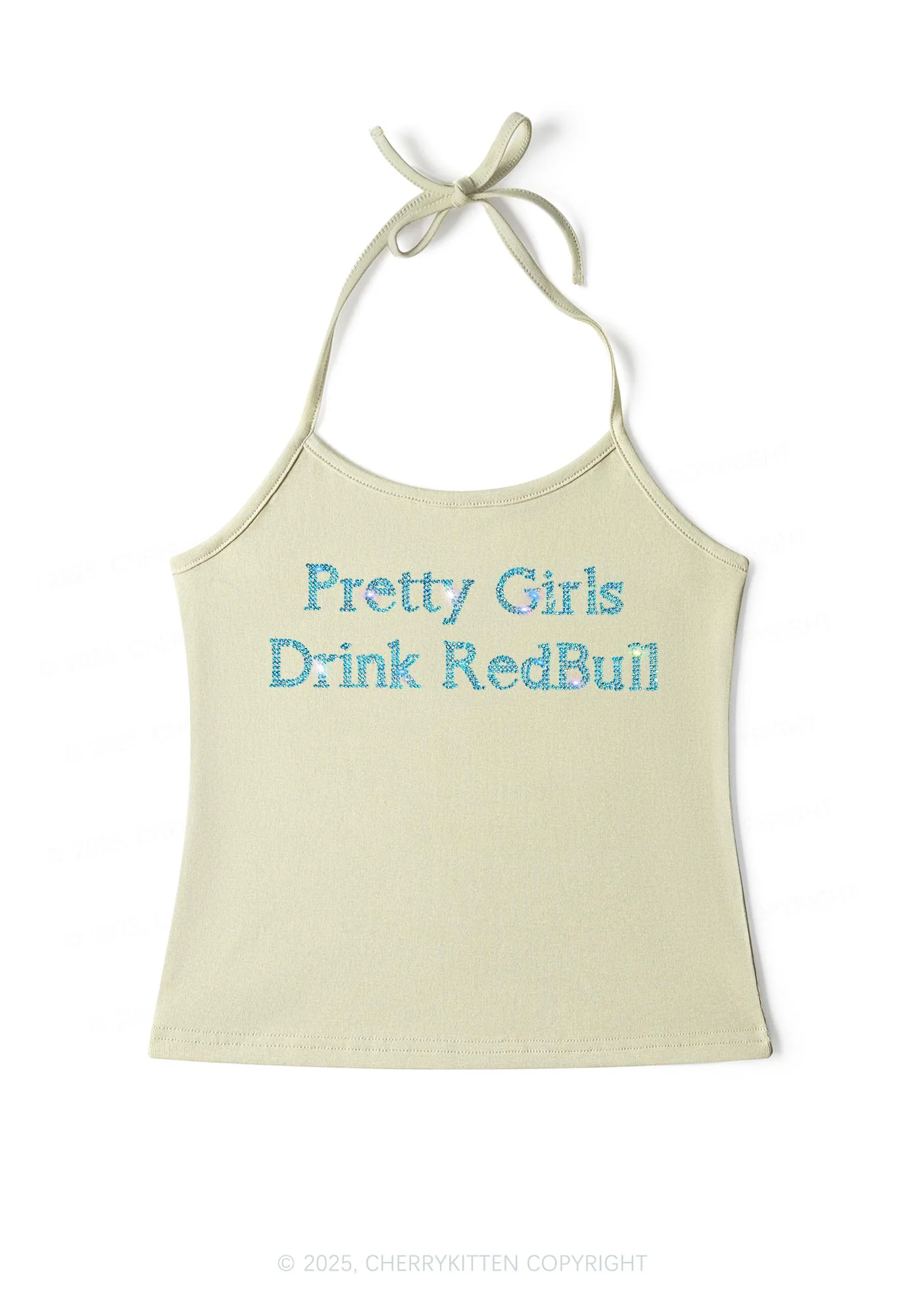 Rhinestone Pretty Girls Drink Red Y2K Halter Neck Cami Cherrykitten - Image 7