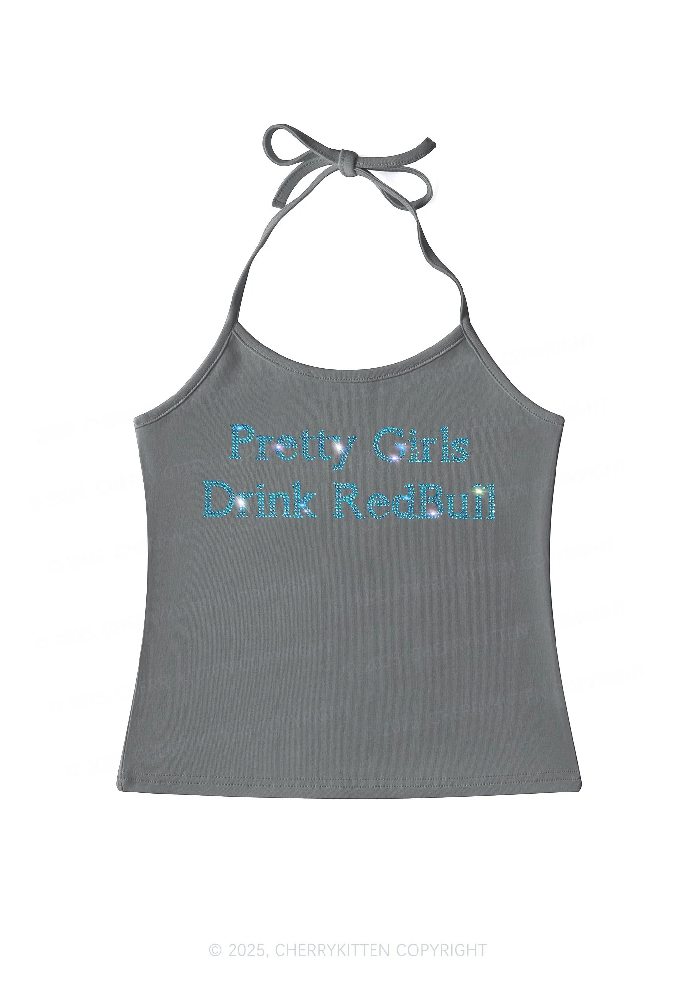 Rhinestone Pretty Girls Drink Red Y2K Halter Neck Cami Cherrykitten - Image 8
