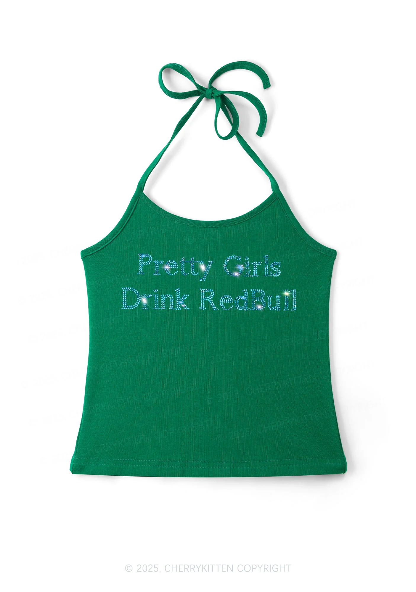 Rhinestone Pretty Girls Drink Red Y2K Halter Neck Cami Cherrykitten - Image 9