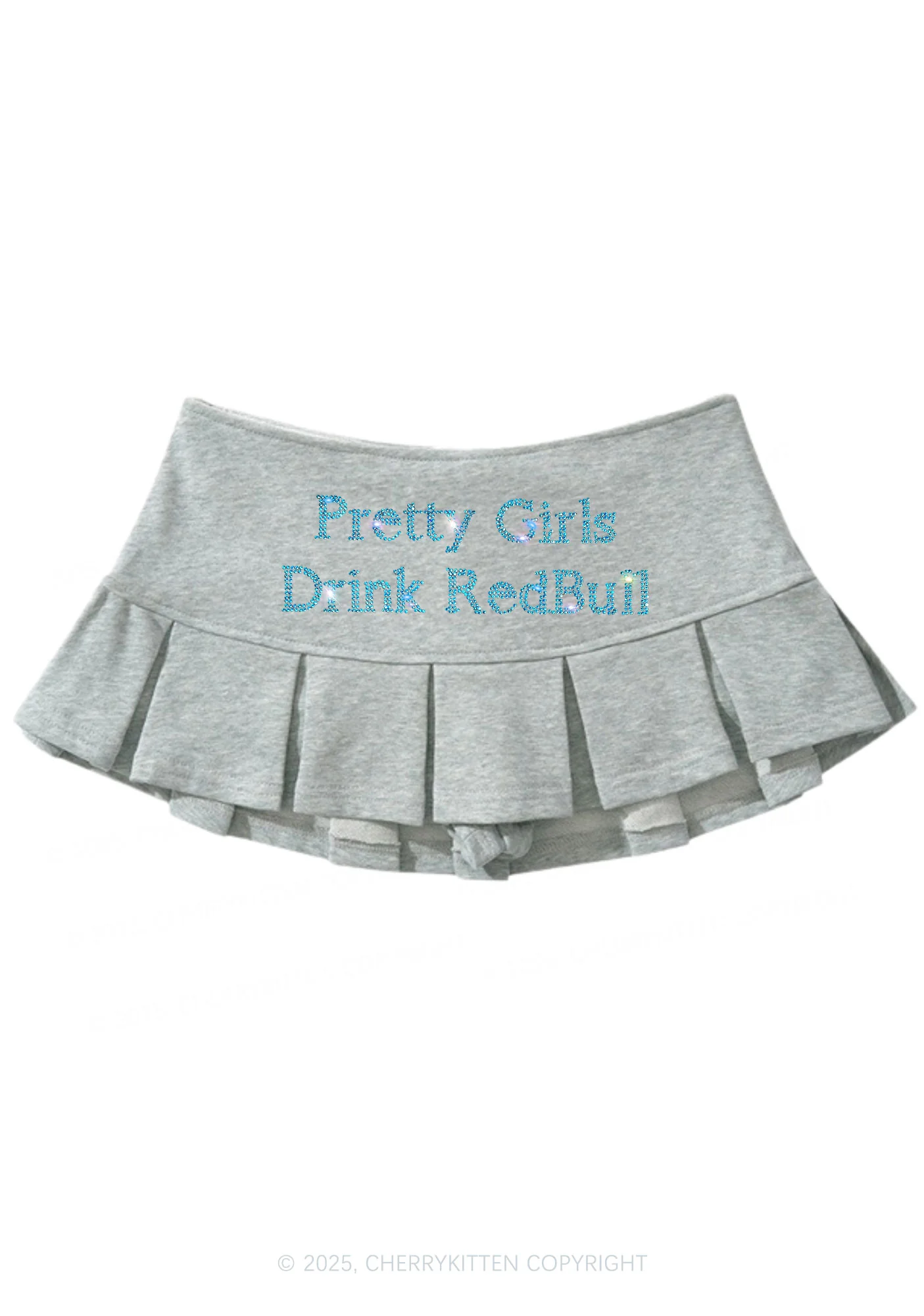 Rhinestone Pretty Girls Drink Red Y2K Mini Pleated Skirts Cherrykitten - Image 3