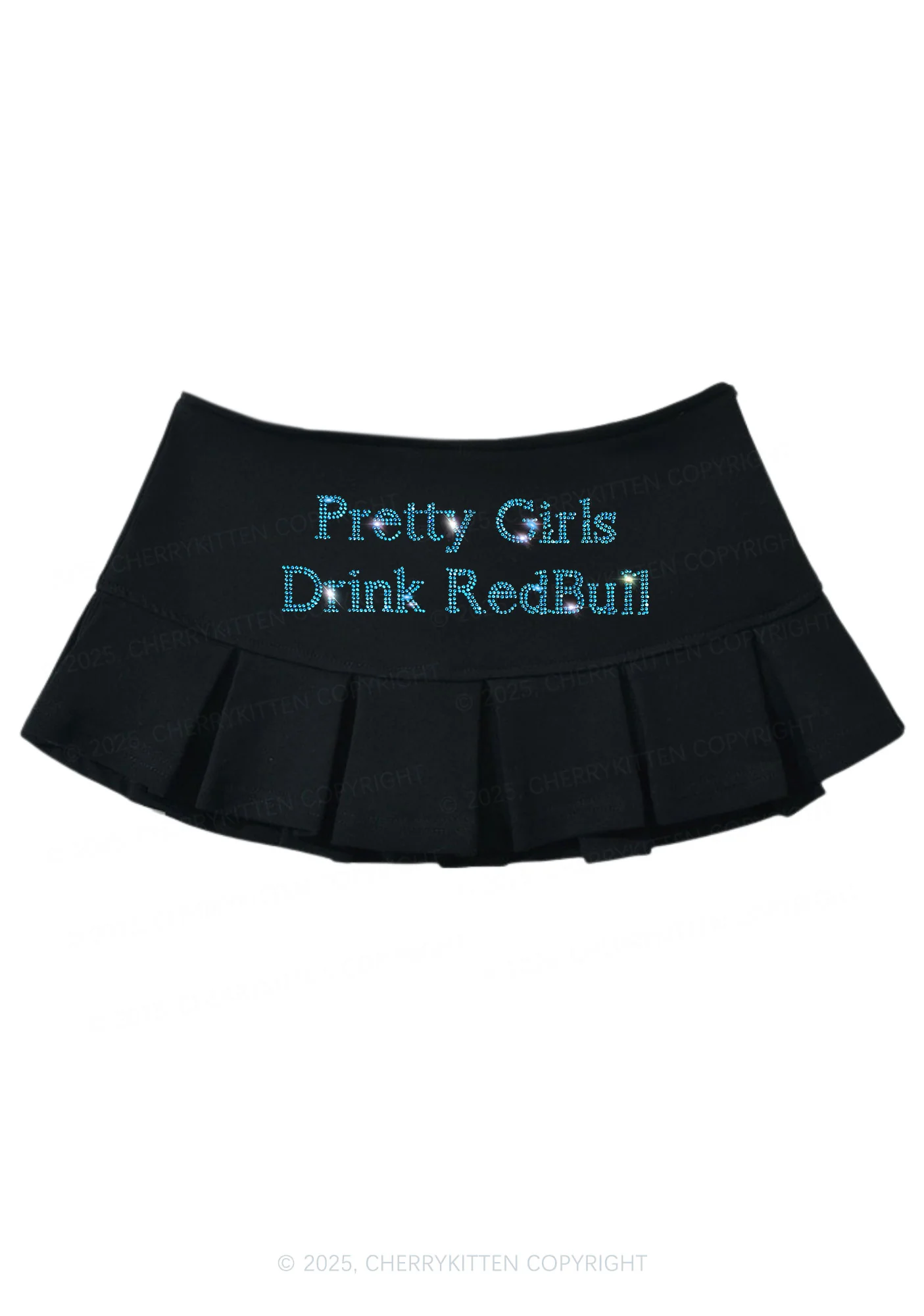 Rhinestone Pretty Girls Drink Red Y2K Mini Pleated Skirts Cherrykitten - Image 4