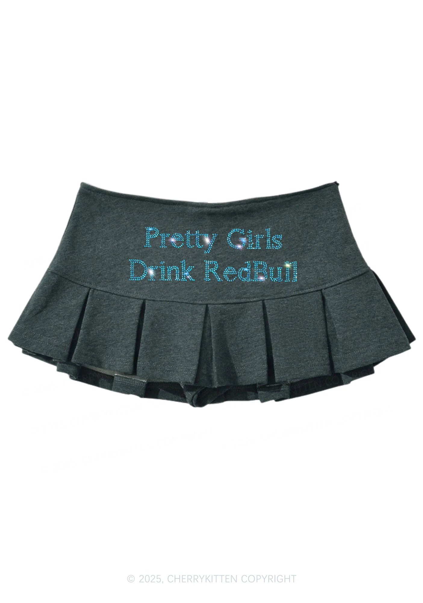 Rhinestone Pretty Girls Drink Red Y2K Mini Pleated Skirts Cherrykitten - Image 5