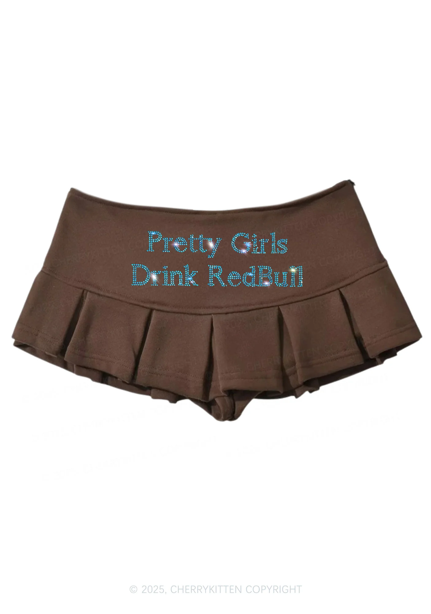 Rhinestone Pretty Girls Drink Red Y2K Mini Pleated Skirts Cherrykitten - Image 6