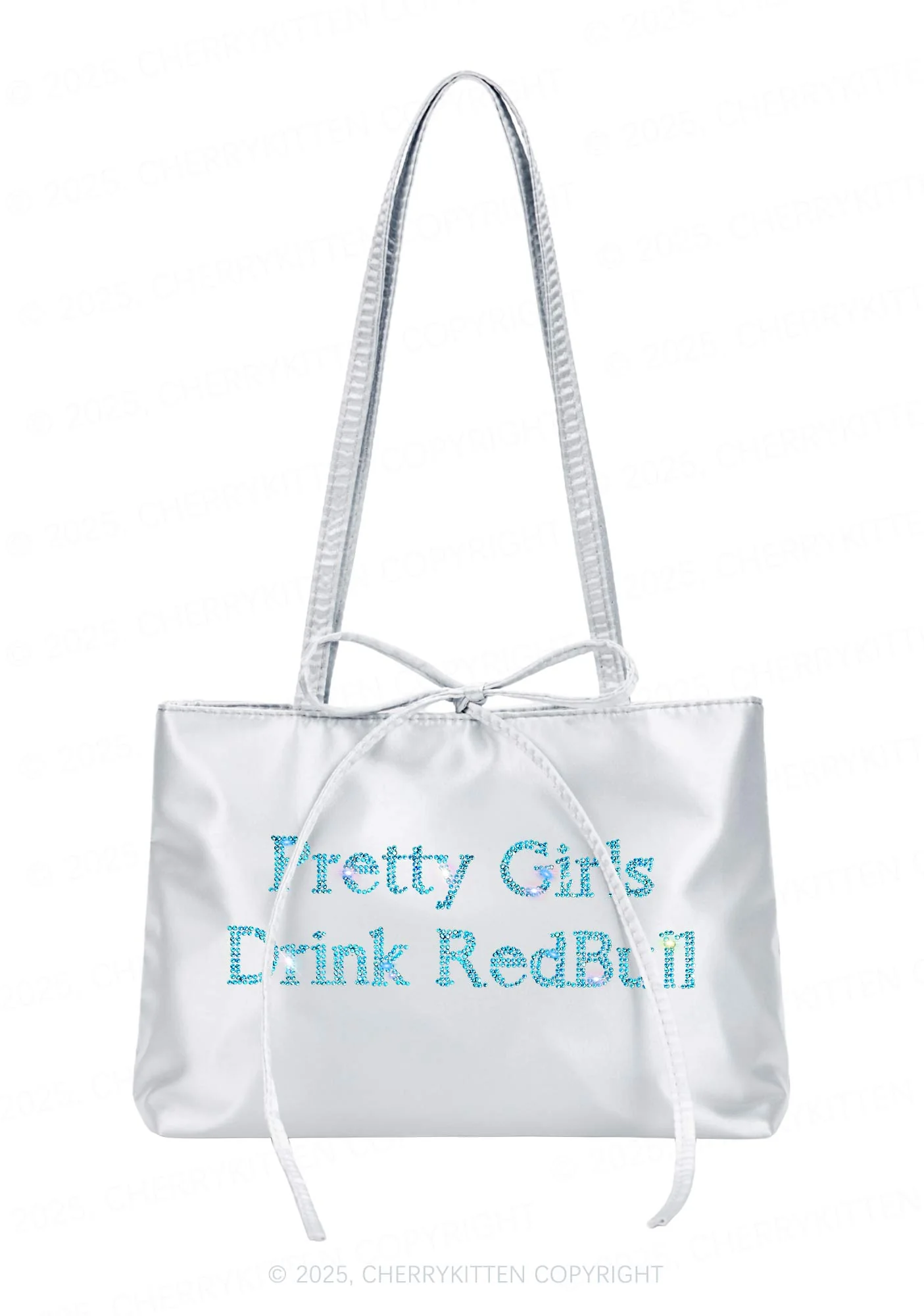 Rhinestone Pretty Girls Drink Red Y2K Satin Bags Cherrykitten - Image 2