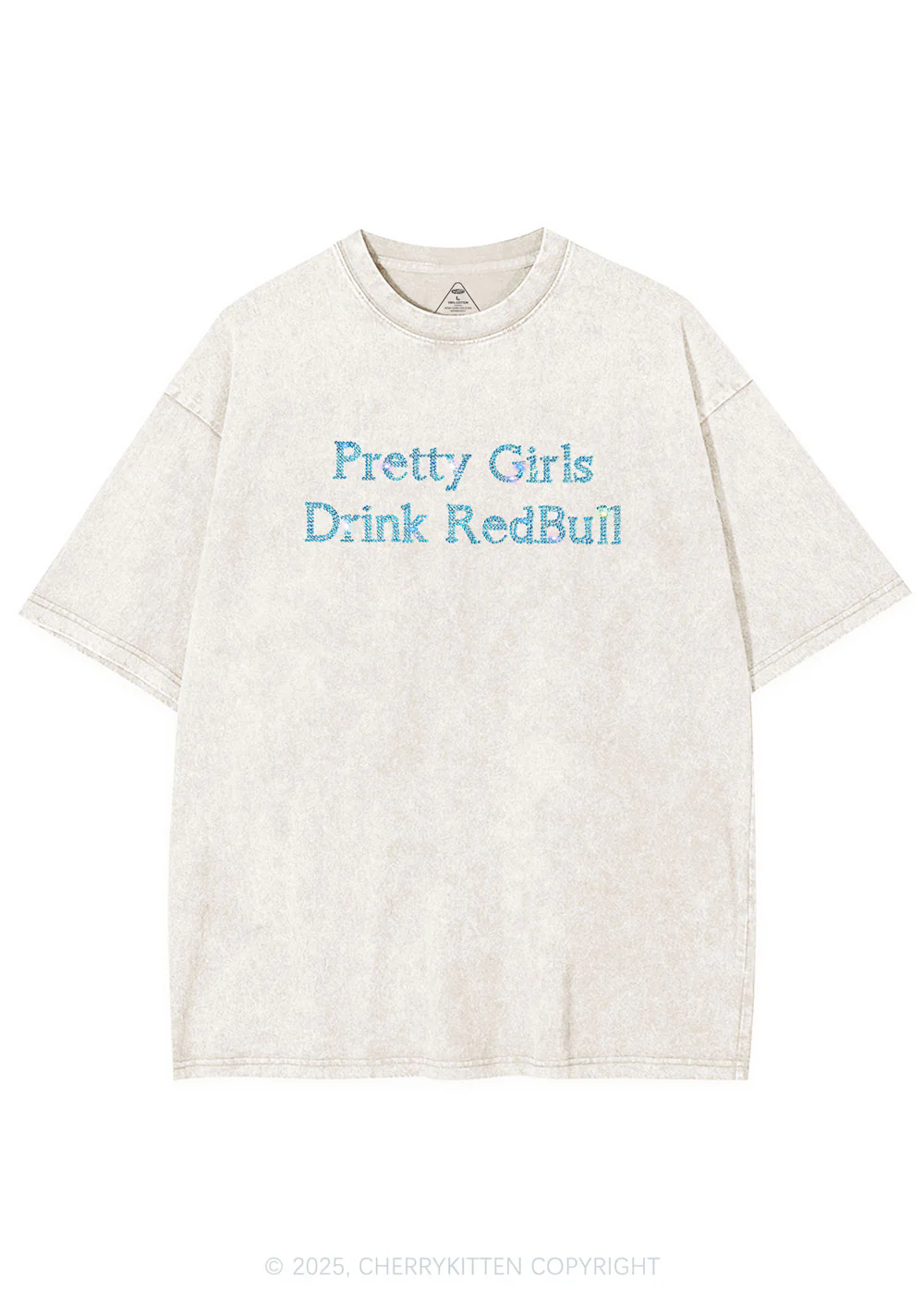 Rhinestone Pretty Girls Drink Red Y2K Shirts Washed Tee Cherrykitten - Image 3