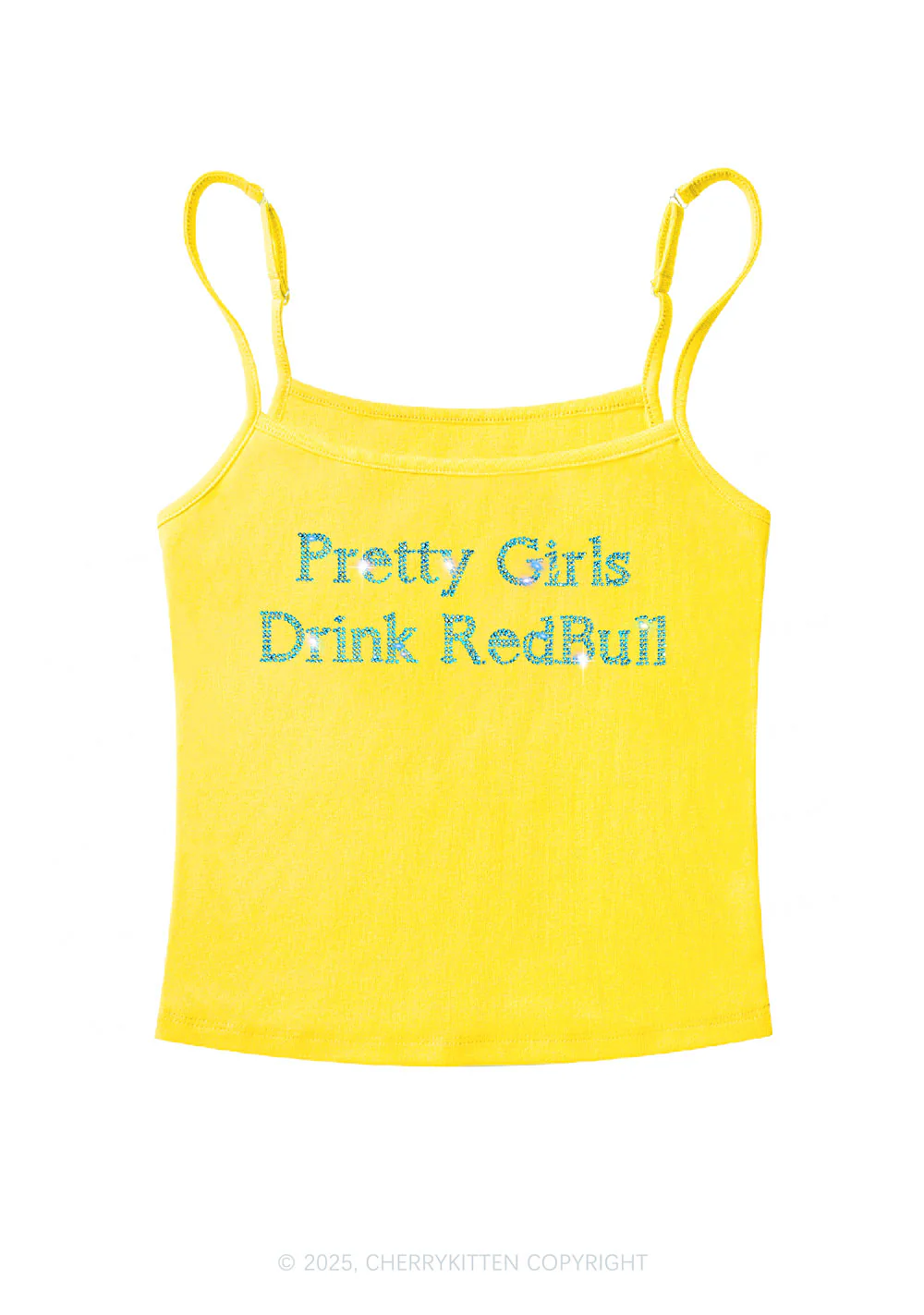 Rhinestone Pretty Girls Drink Red Y2K Spaghetti Strap Cami Cherrykitten - Image 4