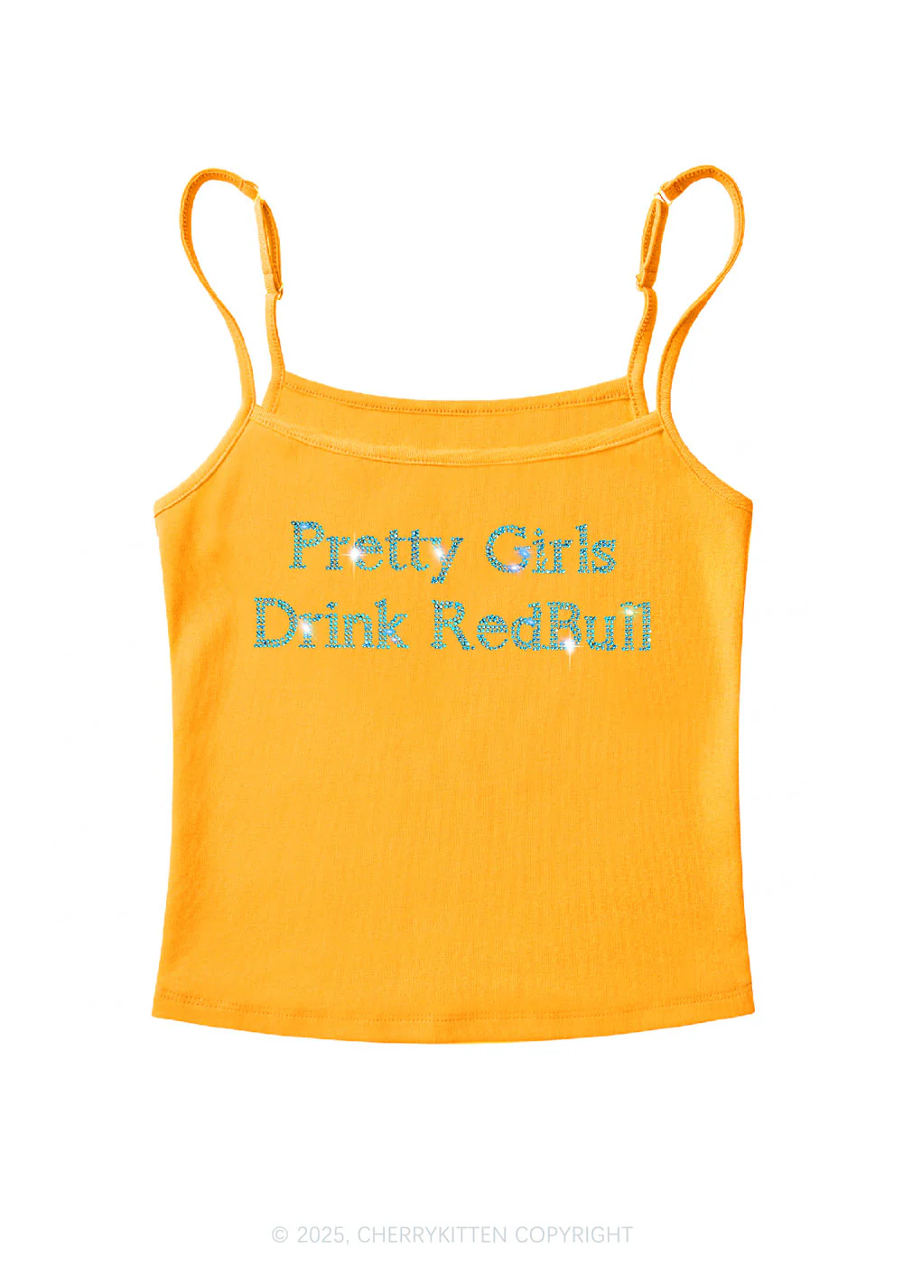 Rhinestone Pretty Girls Drink Red Y2K Spaghetti Strap Cami Cherrykitten - Image 5