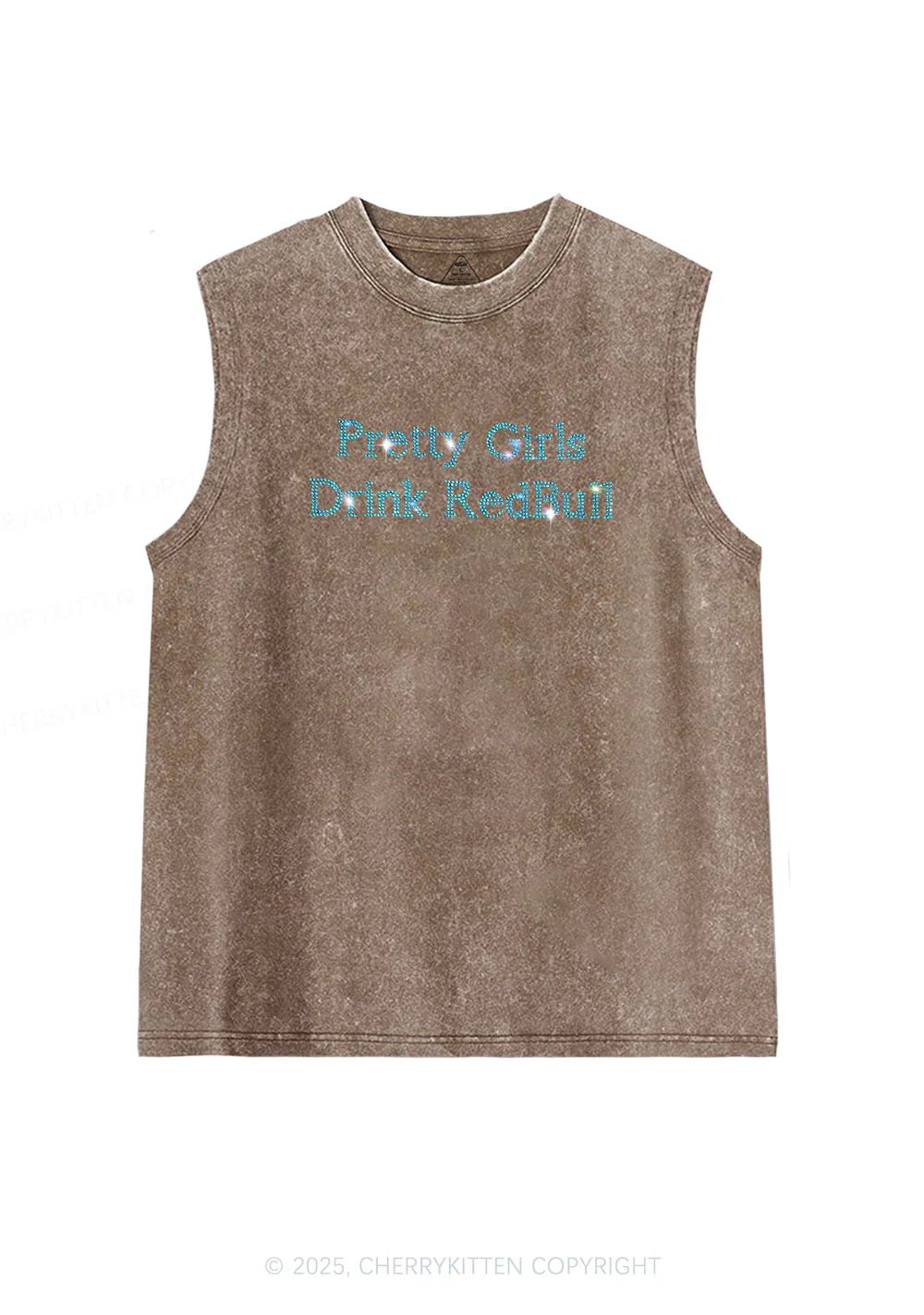 Rhinestone Pretty Girls Drink Red Y2K Washed Muscle Tank Cherrykitten - Image 5