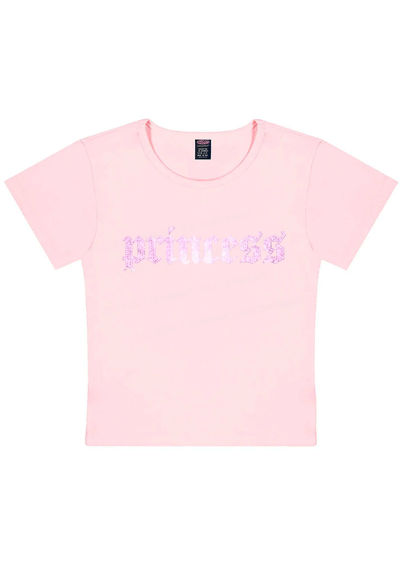Rhinestone Princess Y2K Baby Tee Cherrykitten - Image 11
