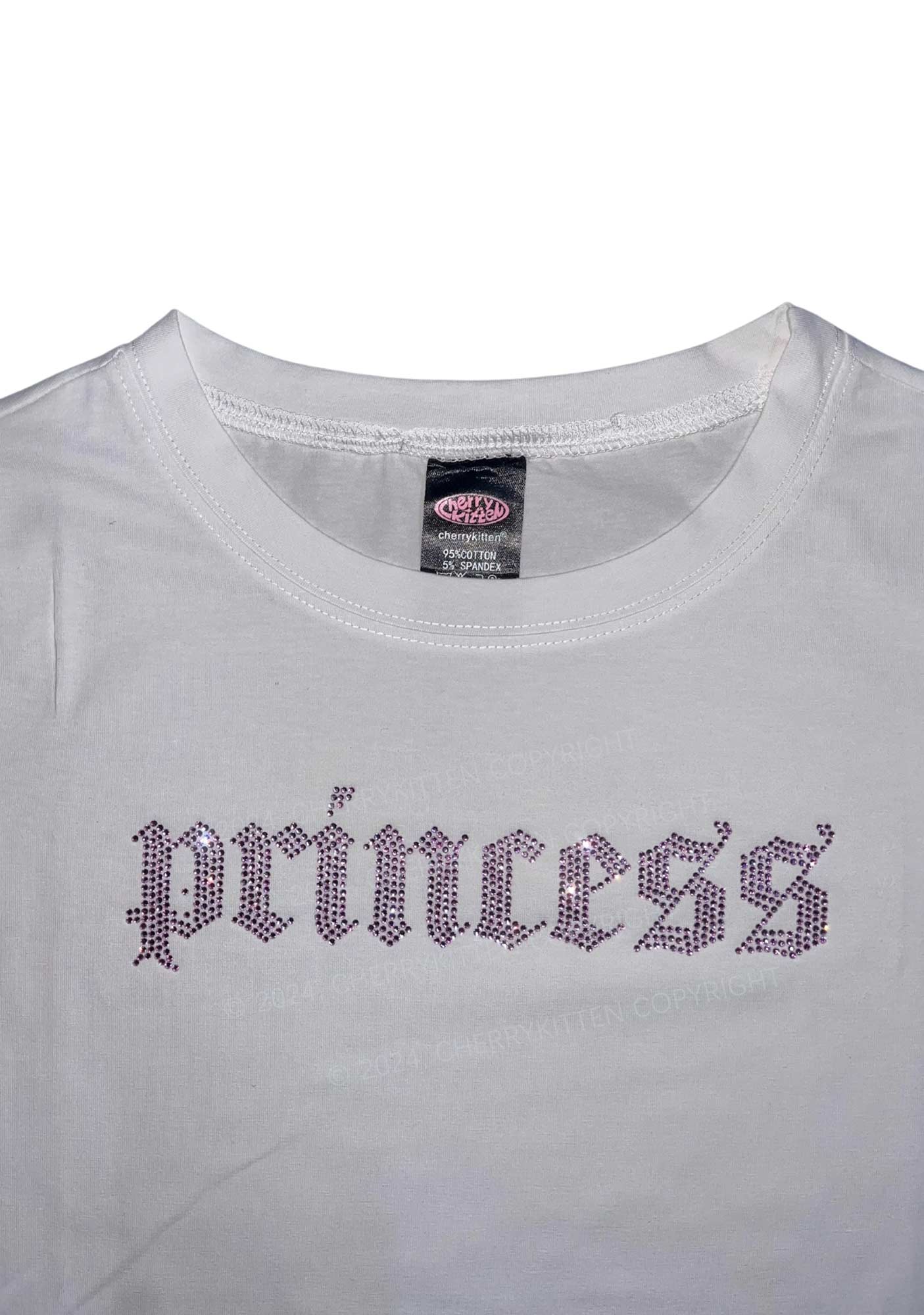 Rhinestone Princess Y2K Baby Tee Cherrykitten - Image 2