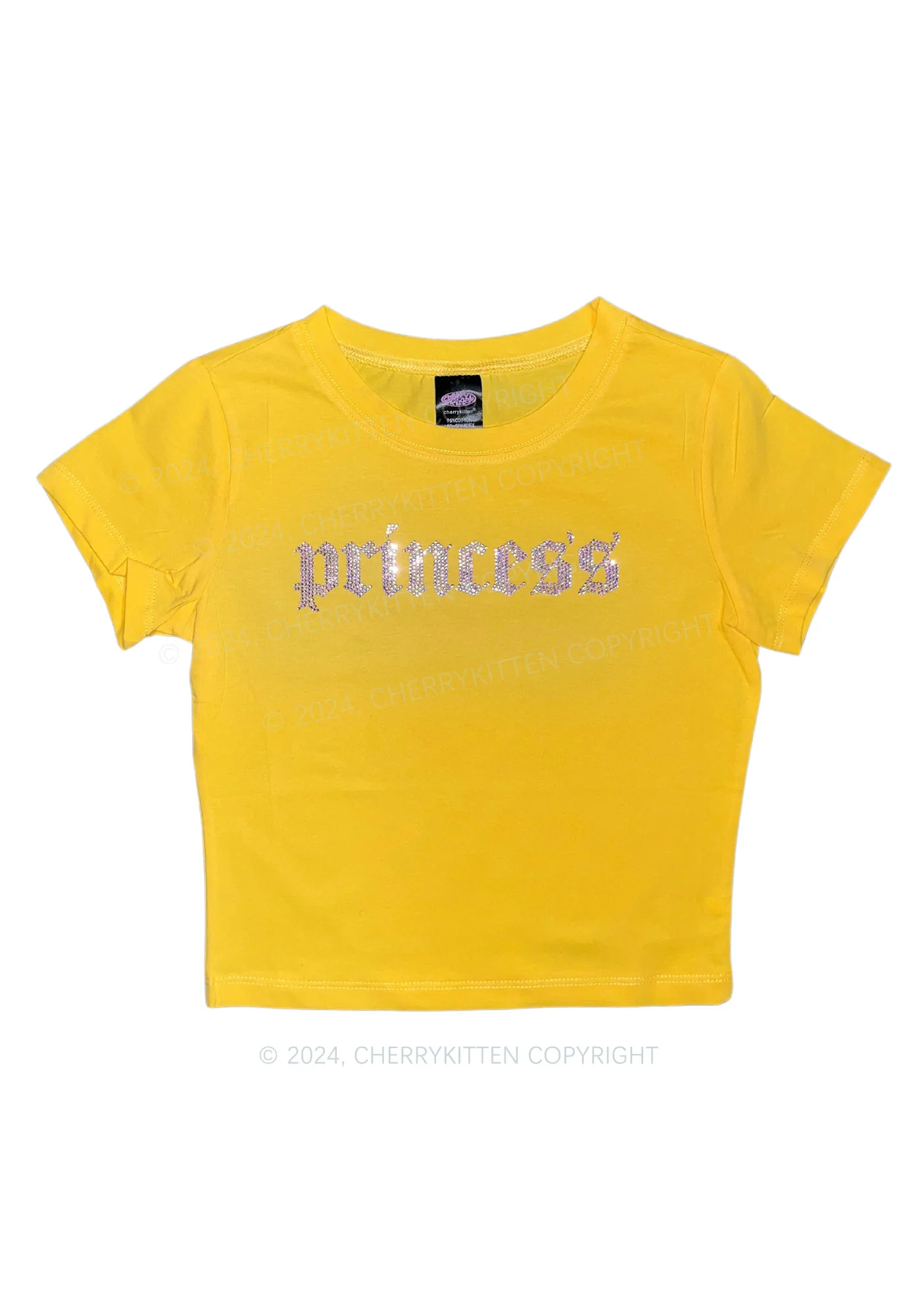 Rhinestone Princess Y2K Baby Tee Cherrykitten - Image 3